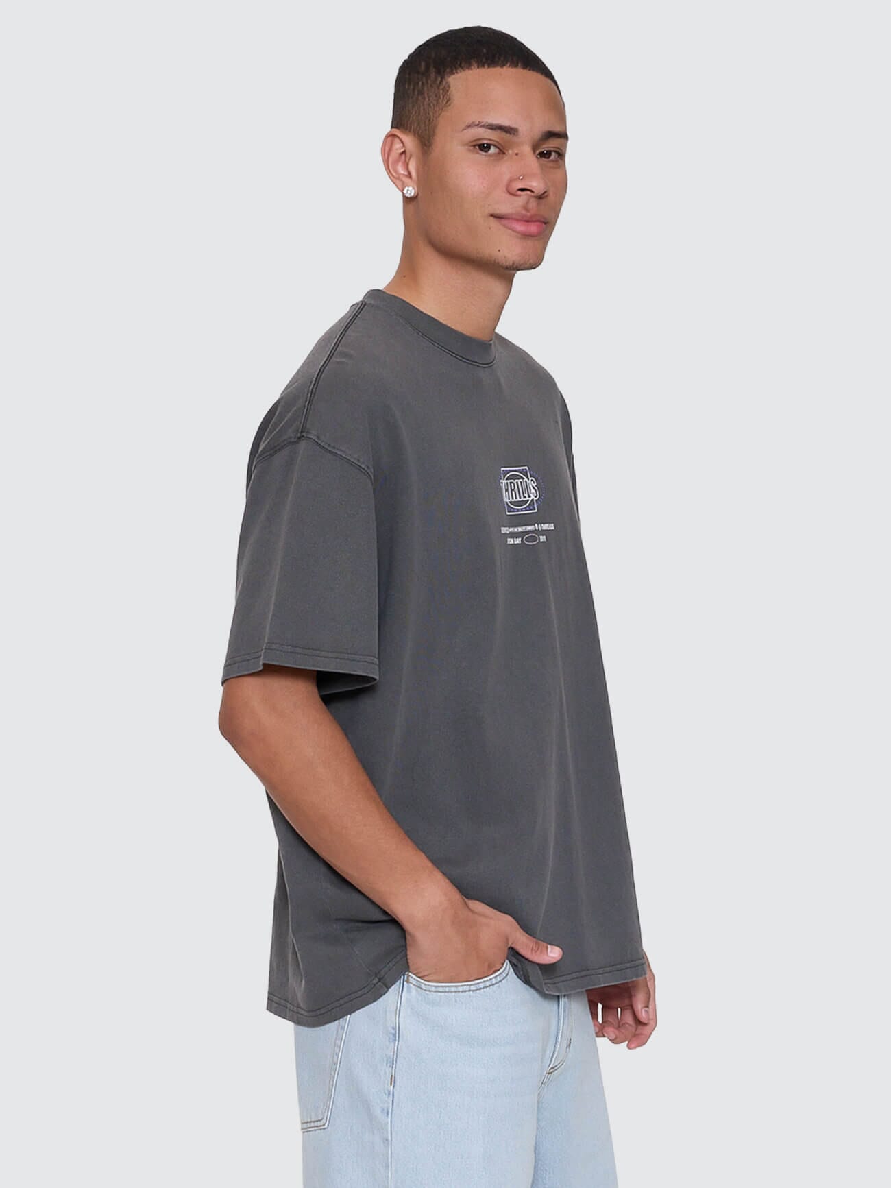Mens Fluid Thrills Box Fit Oversize T Shirt Merch Black - Image 8
