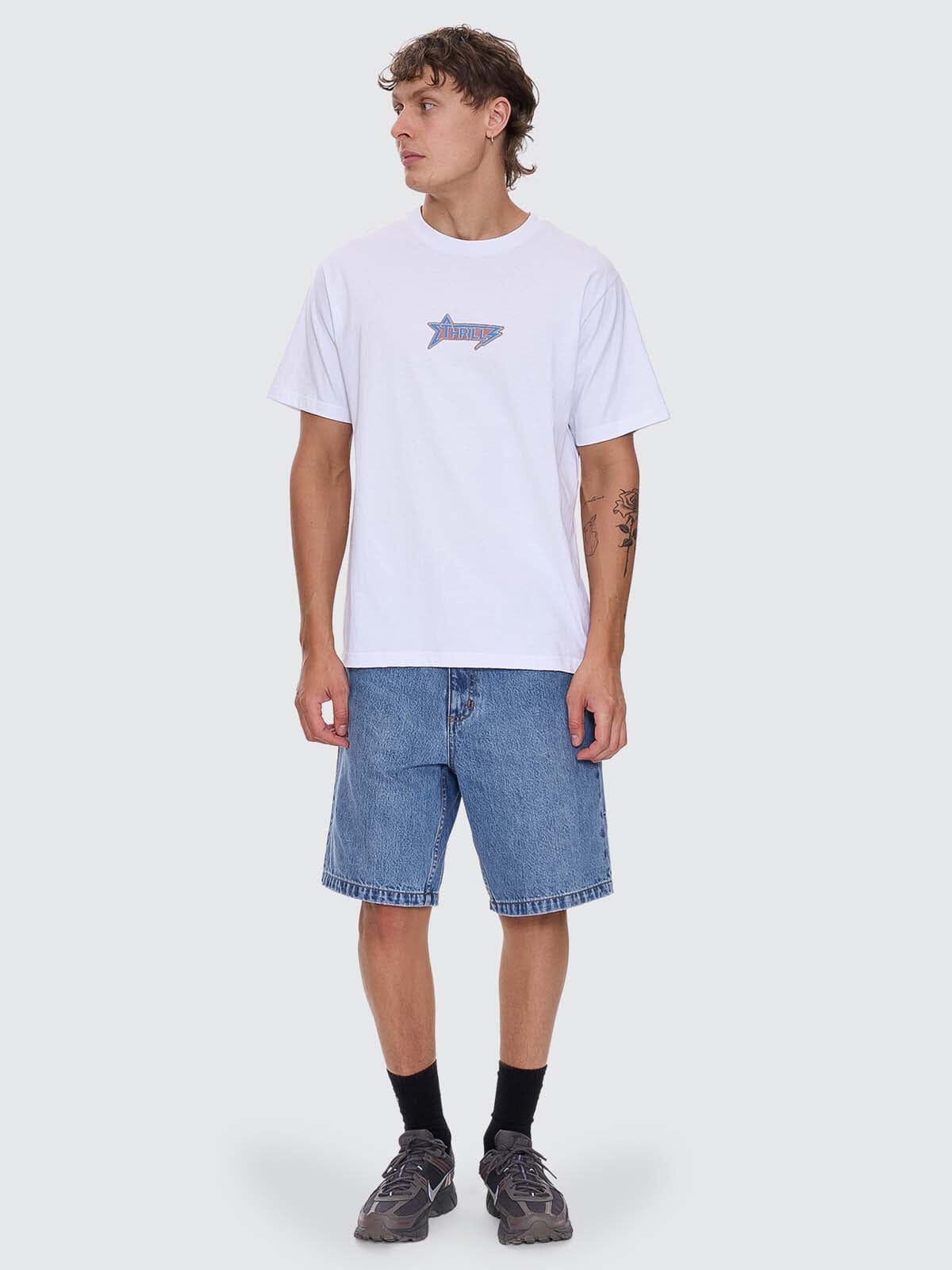 Mens Heavy Static Merch T Shirt White - Image 5