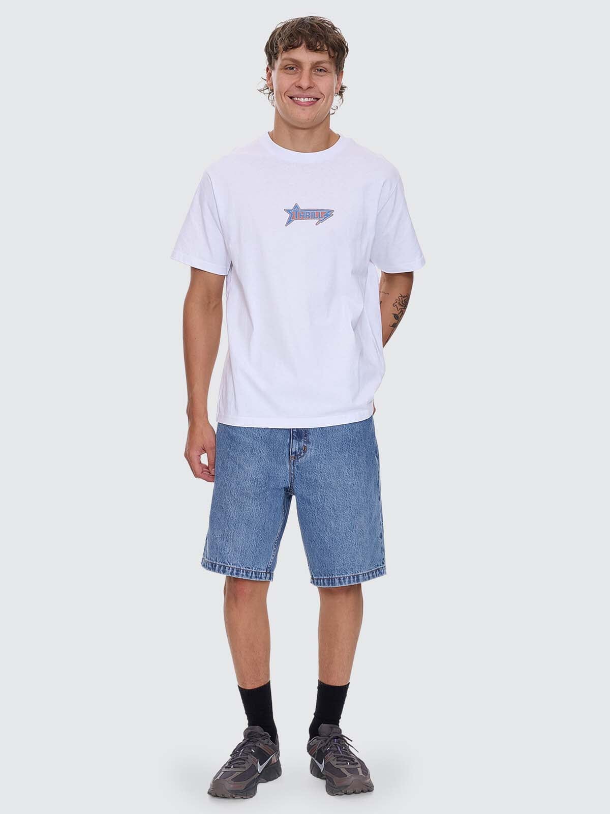 Mens Heavy Static Merch T Shirt White - Image 6