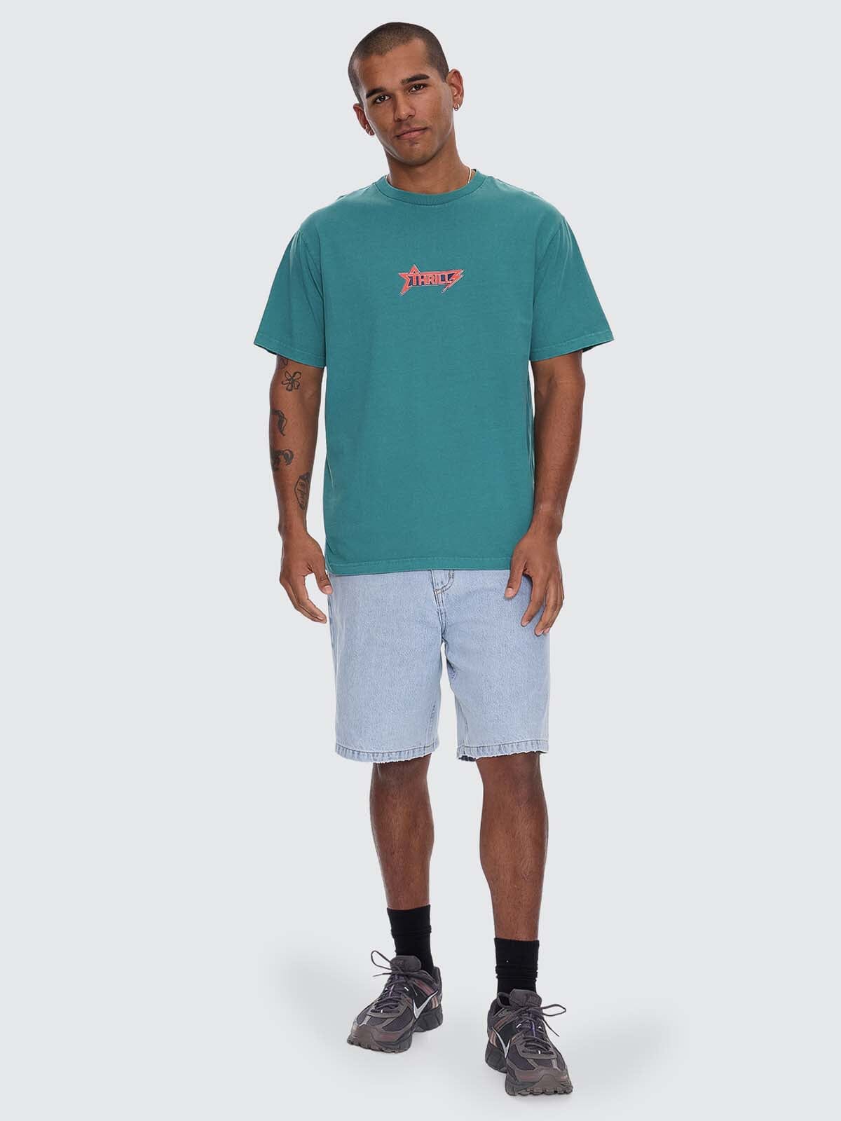 Mens Heavy Static Merch T Shirt New Teal - Image 3