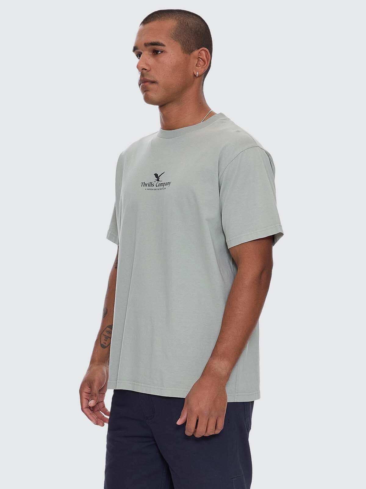 Mens A Haven For The Restless T Shirt Dirty Sage - Image 4