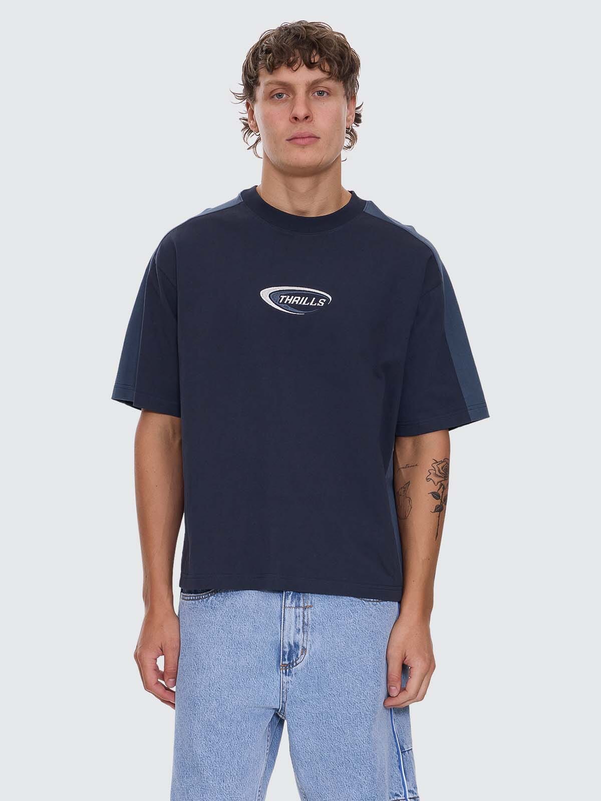 Mens Fusion Panel Box Crop T Shirt Total Eclipse - Image 1