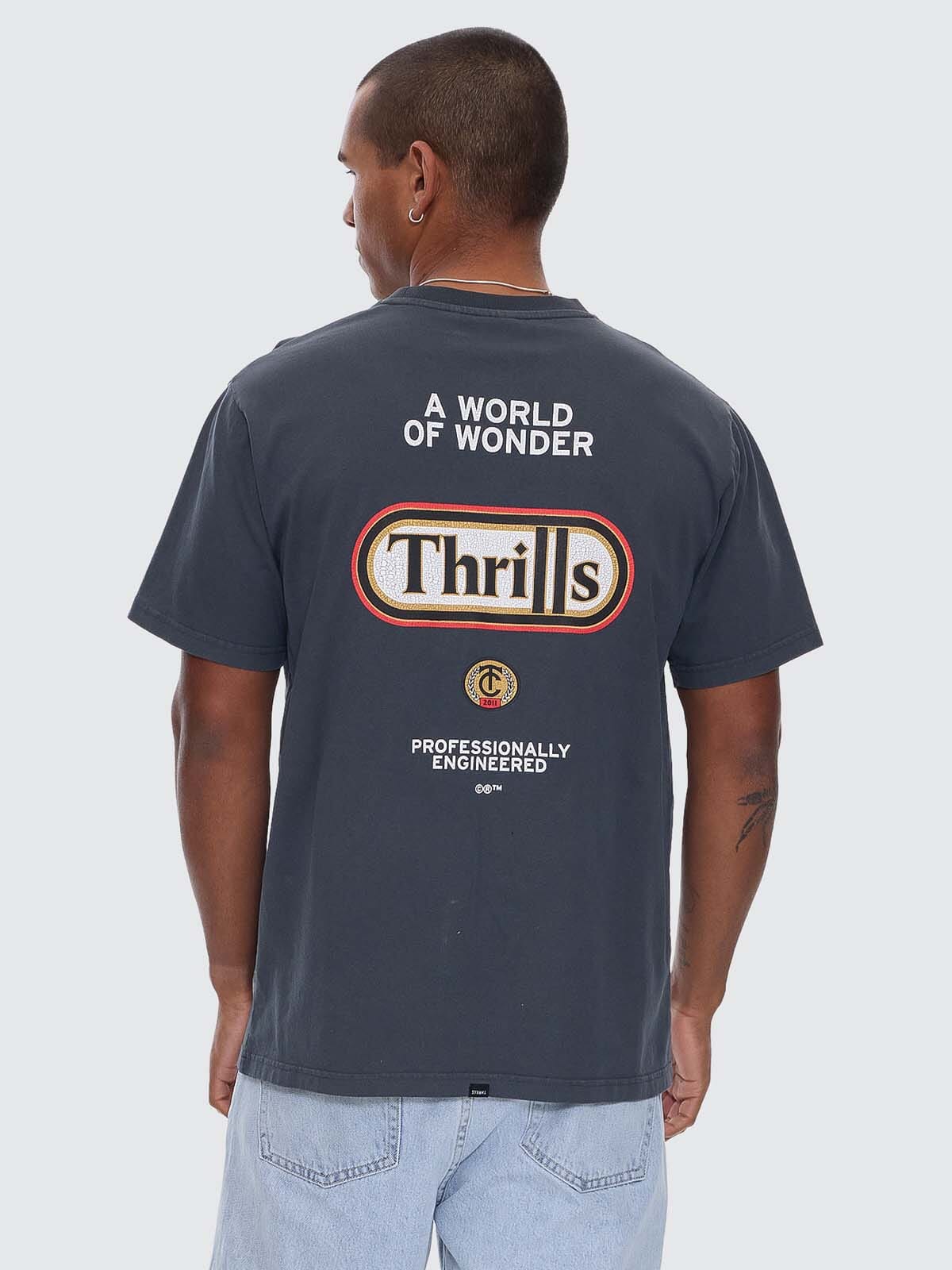 Mens Wonder World Merch T Shirt Ebony - Image 2
