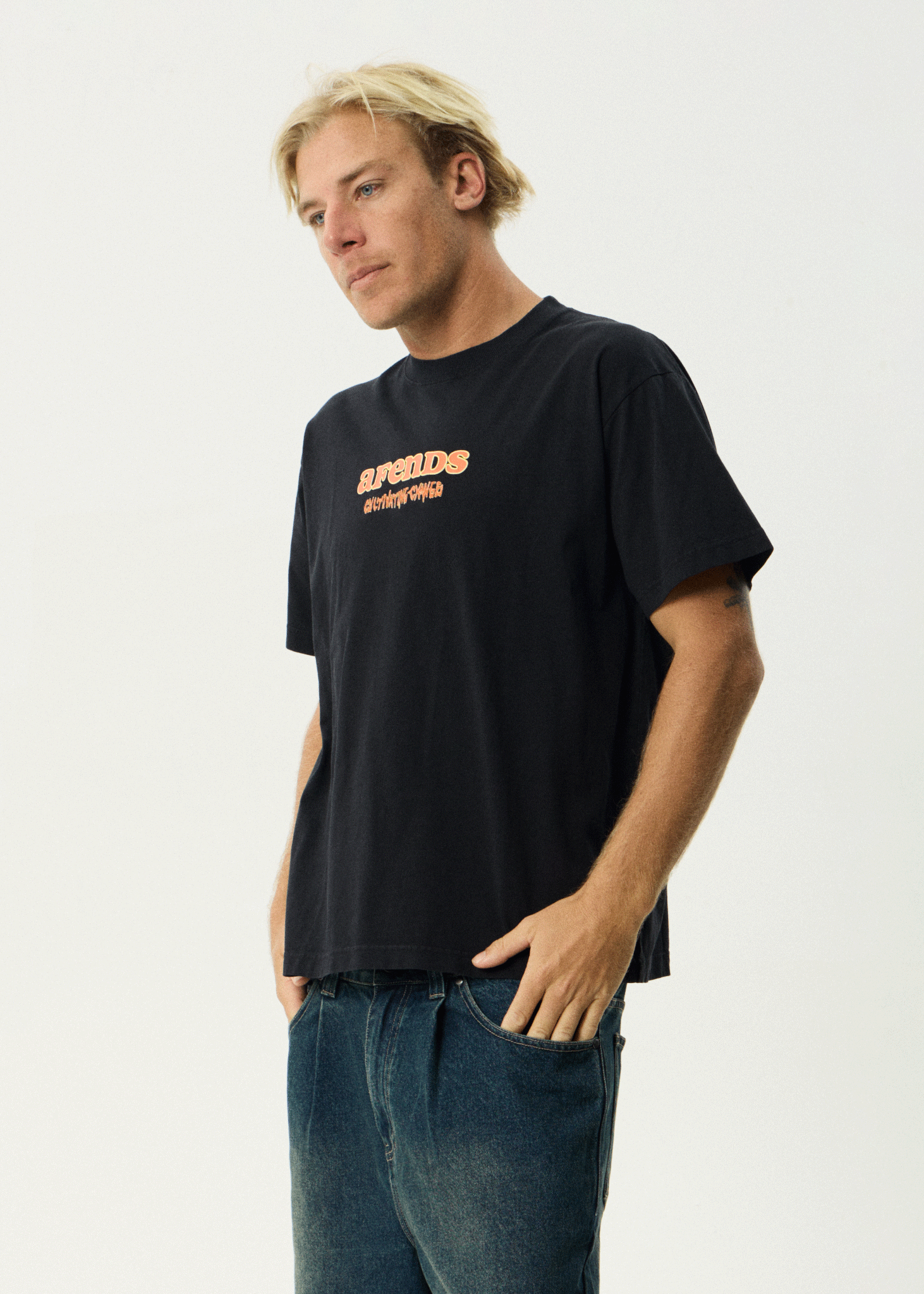 Mens Simple Times T Shirt Stone Black - Image 3