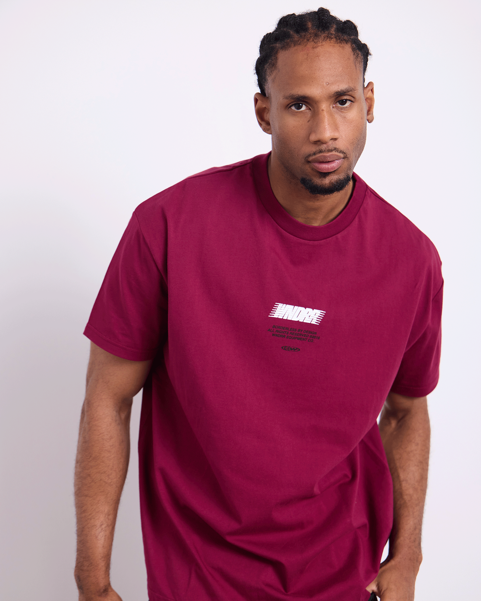Mens Borderless Box Fit T Shirt Blood Red - Image 4