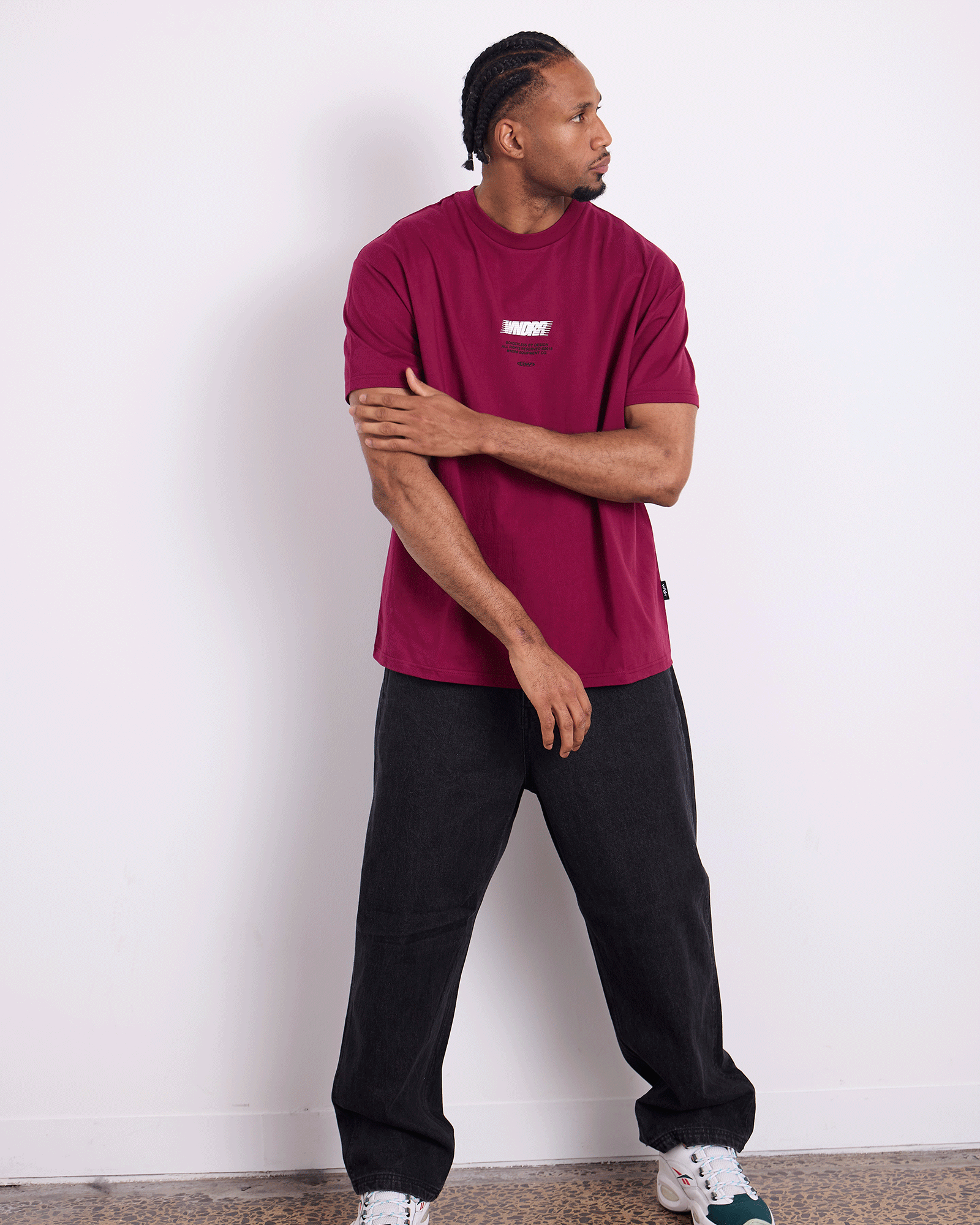 Mens Borderless Box Fit T Shirt Blood Red - Image 6