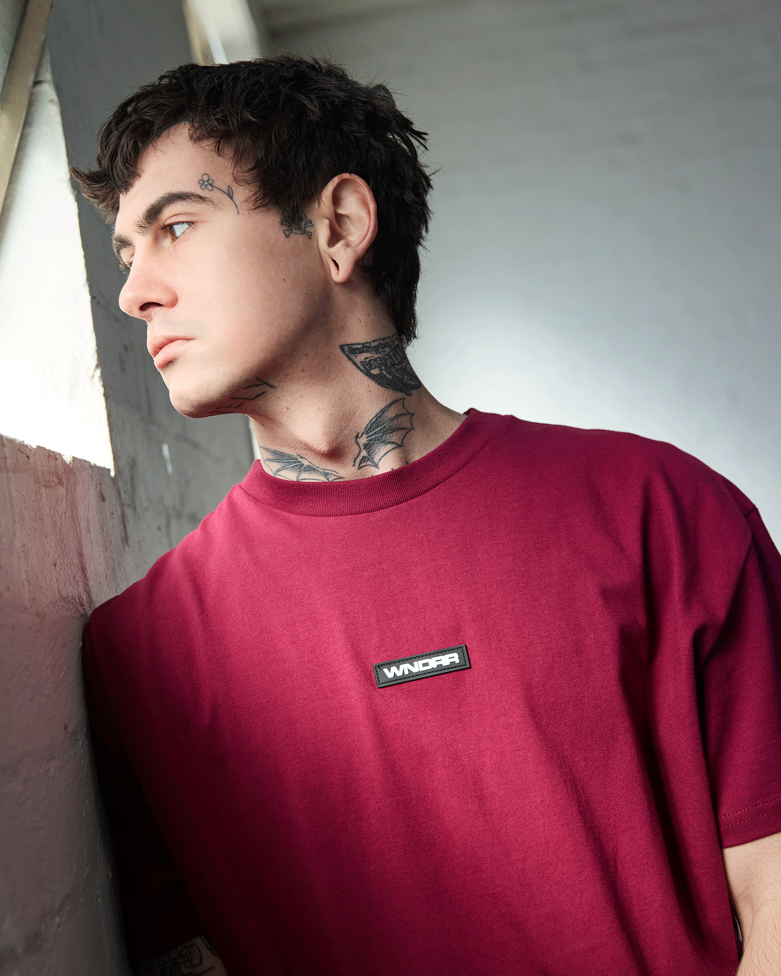 Hex Box Fit Tee - Blood Red