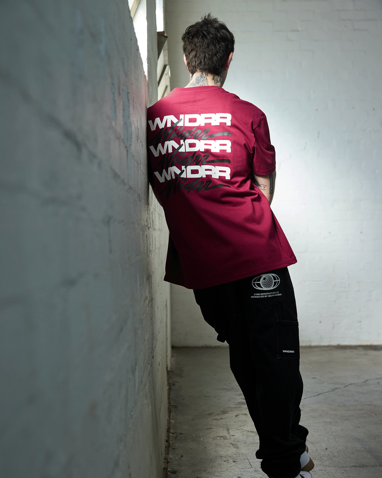 Hex Box Fit Tee - Blood Red