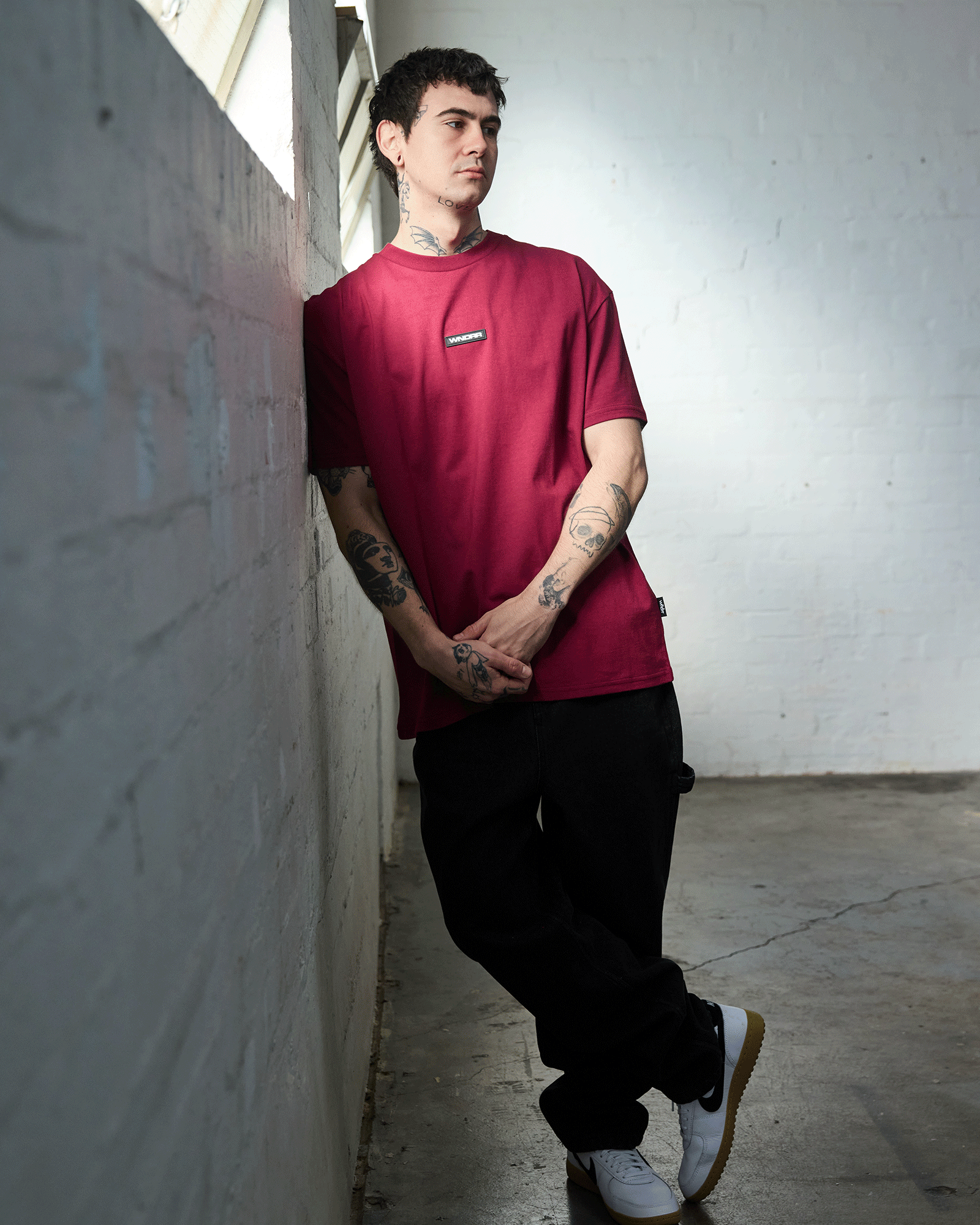 Hex Box Fit Tee - Blood Red