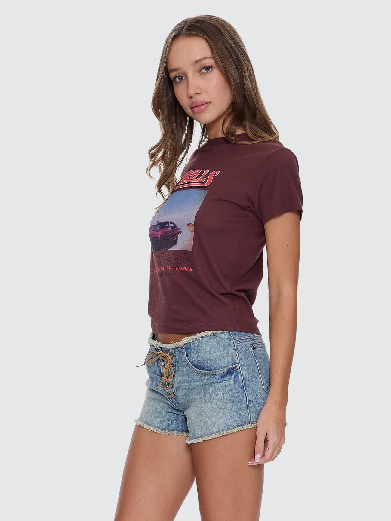 Womens Full Throttle T Shirt Bitter Chocolate - Image 4
