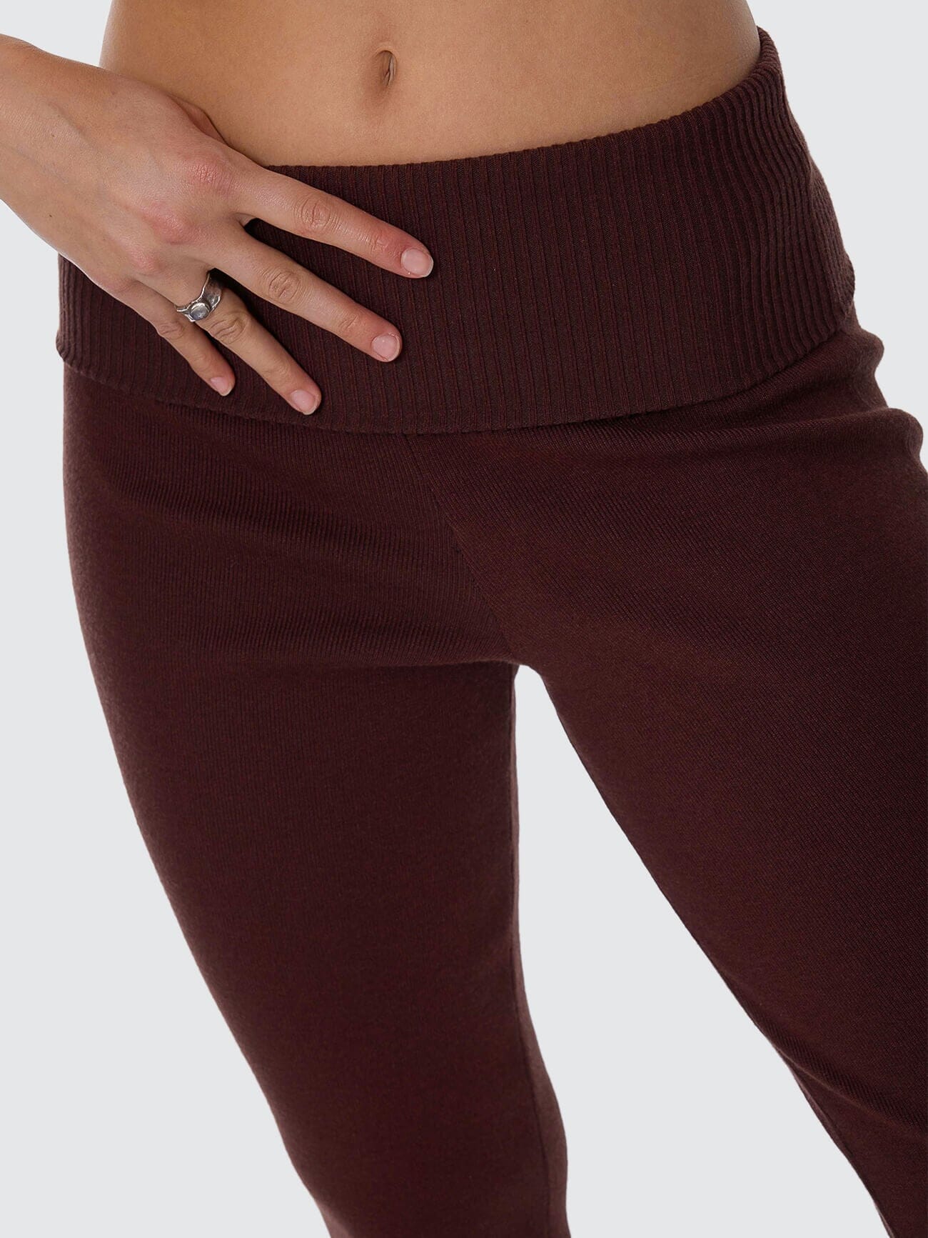 Womens Estelle Fold Over Knit Pant Bitter Chocolate - Image 2