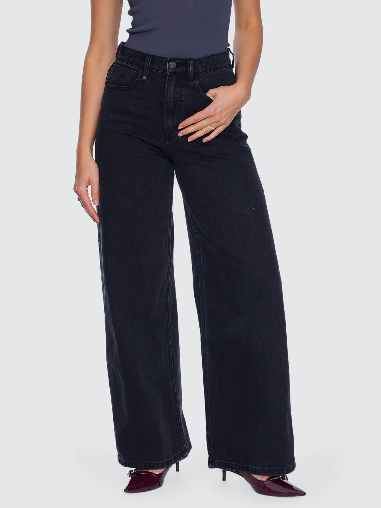 Womens Hunter High Rise Wide Denim Aged Black - Image 2
