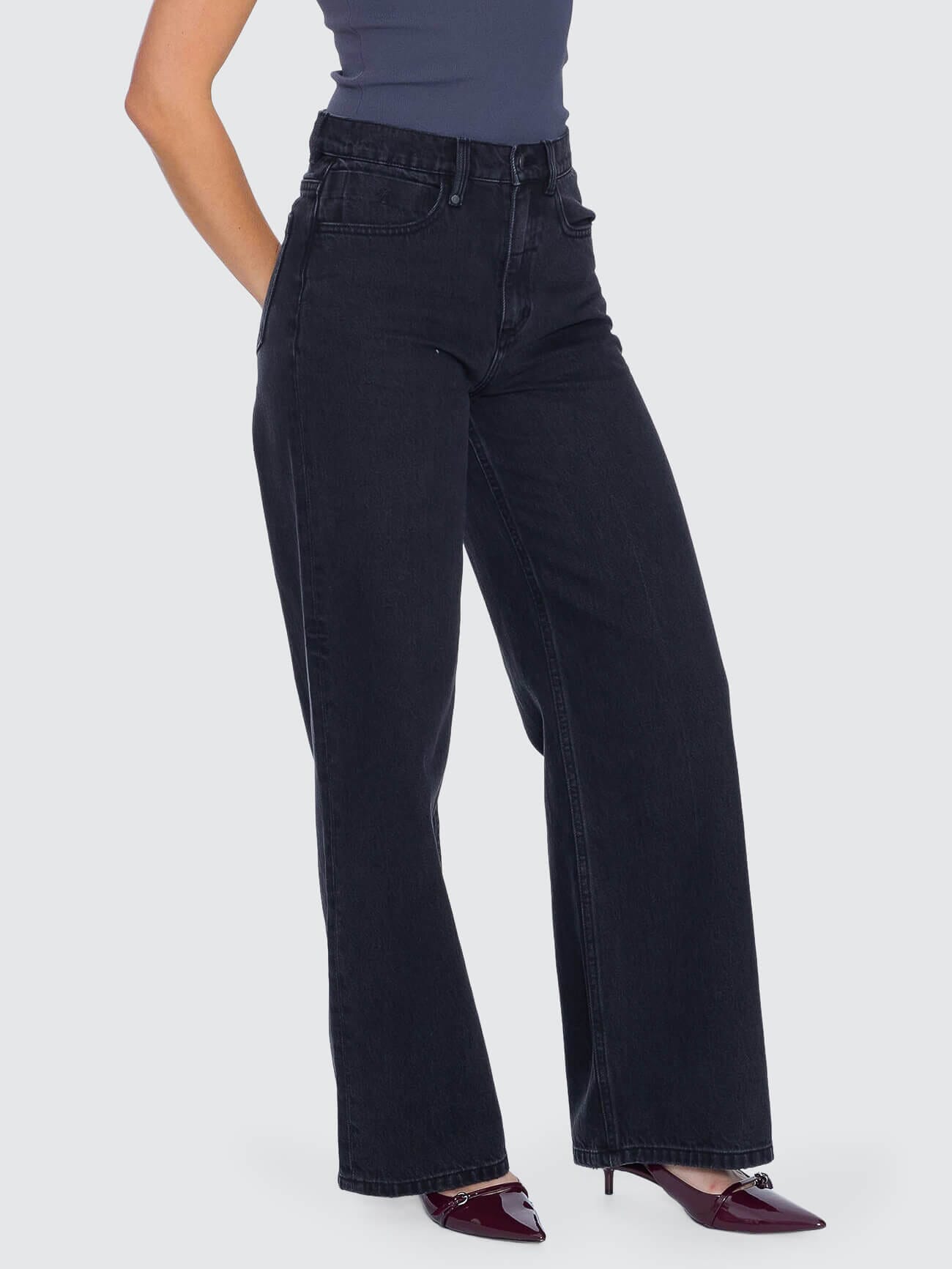 Womens Hunter High Rise Wide Denim Aged Black - Image 6