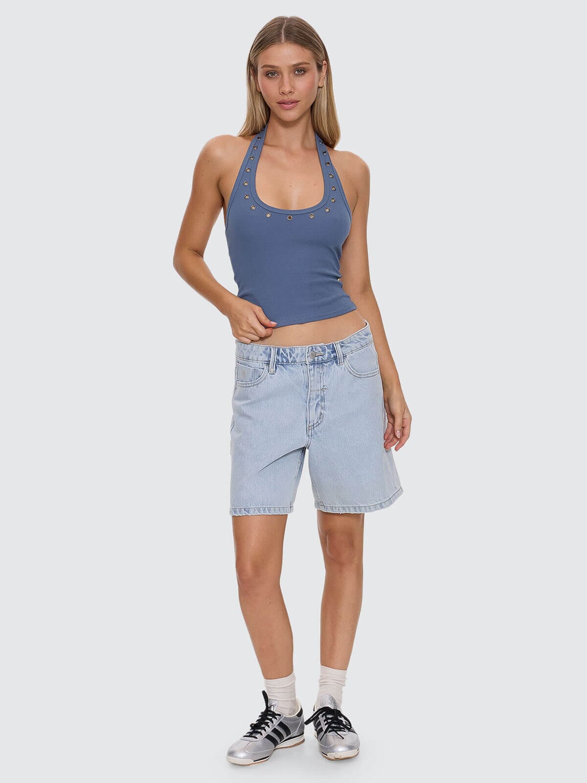 Womens Living Easy Halter Singlet Bluefin - Image 6