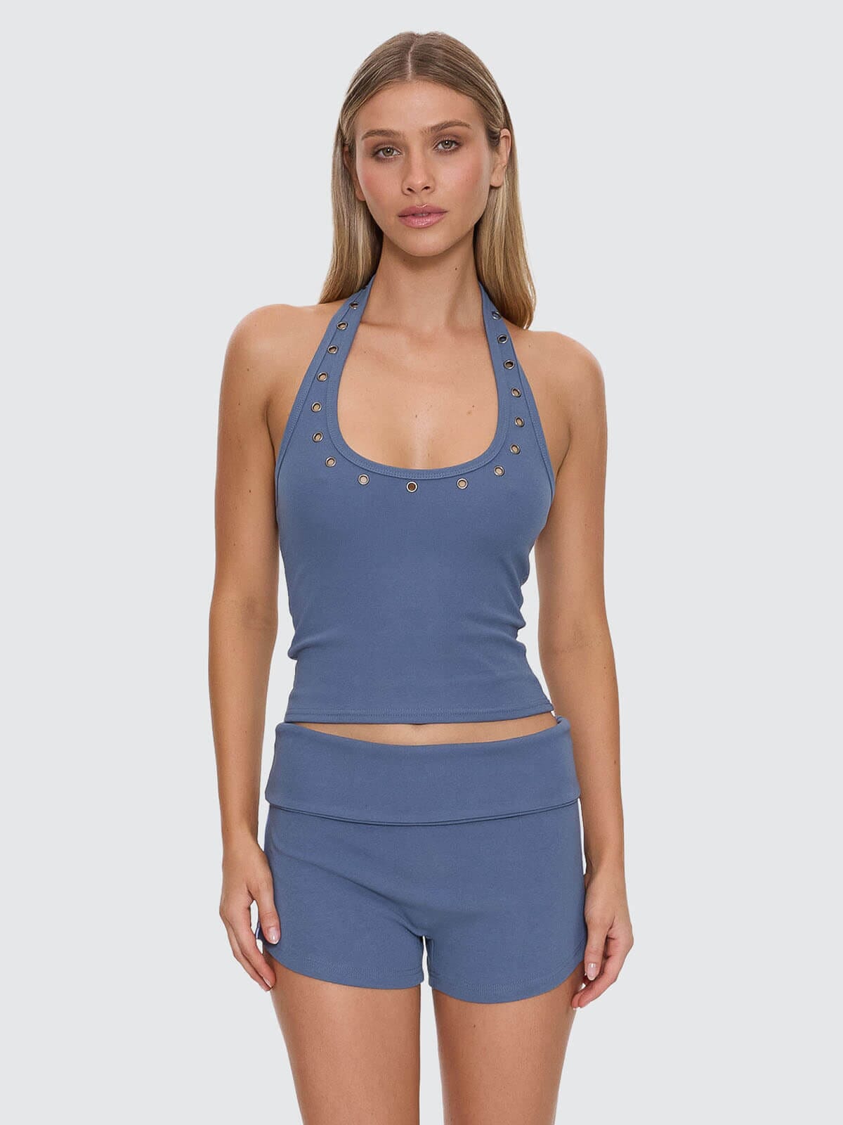 Womens Living Easy Halter Singlet Bluefin - Image 2