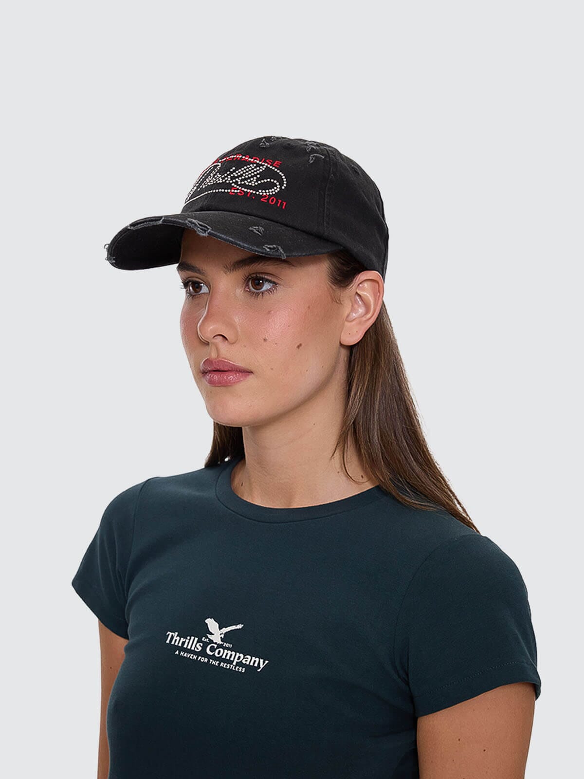 Mens Chaos Reigns 5 Panel Cap Washed Black - Image 3