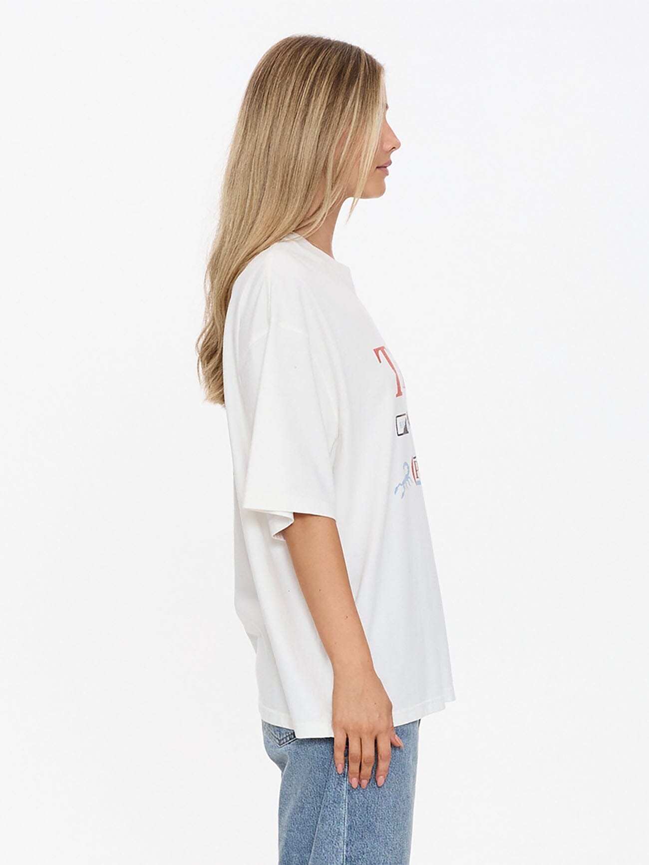 Womens Touch The Sky T Shirt Dirty White - Image 5