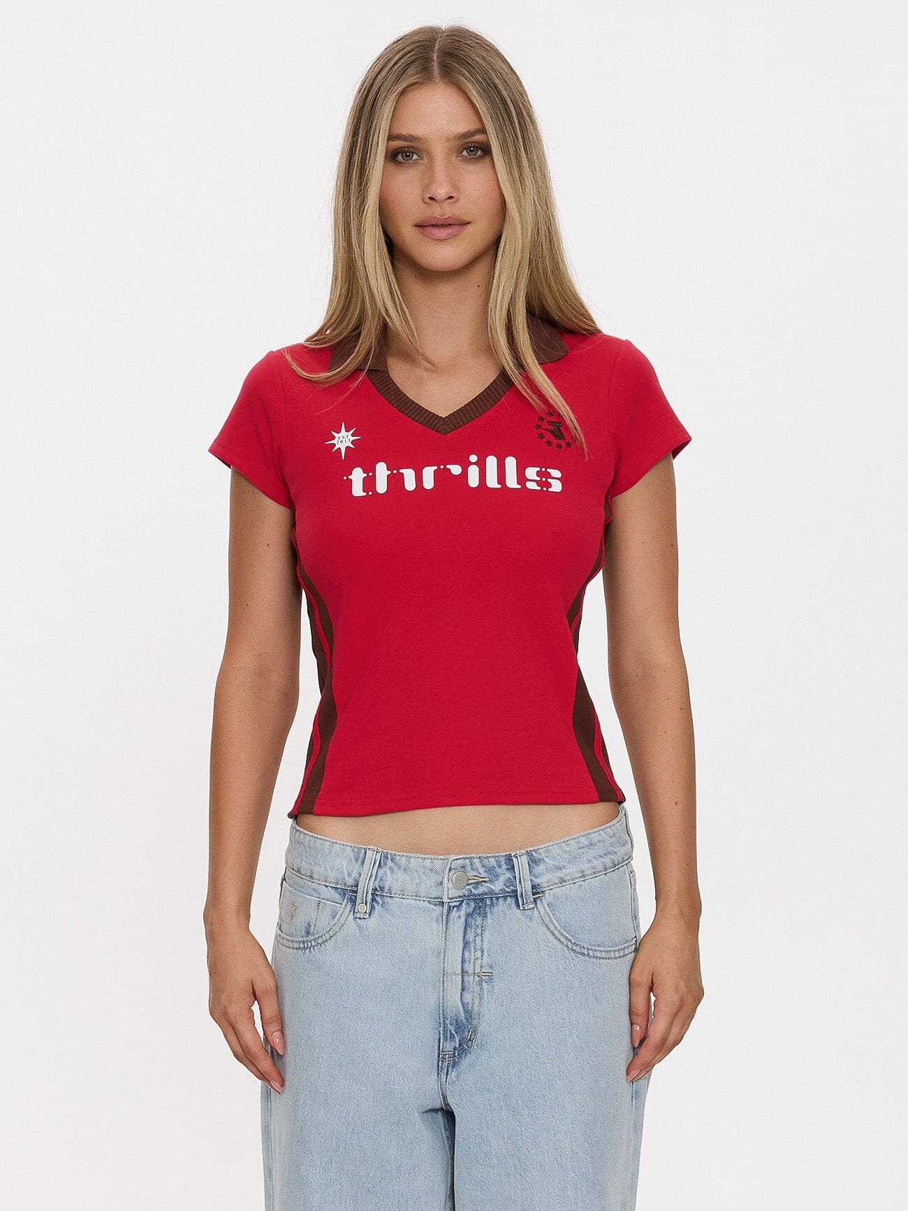 Womens Hot Shot Polo Club T Shirt Cherry - Image 7