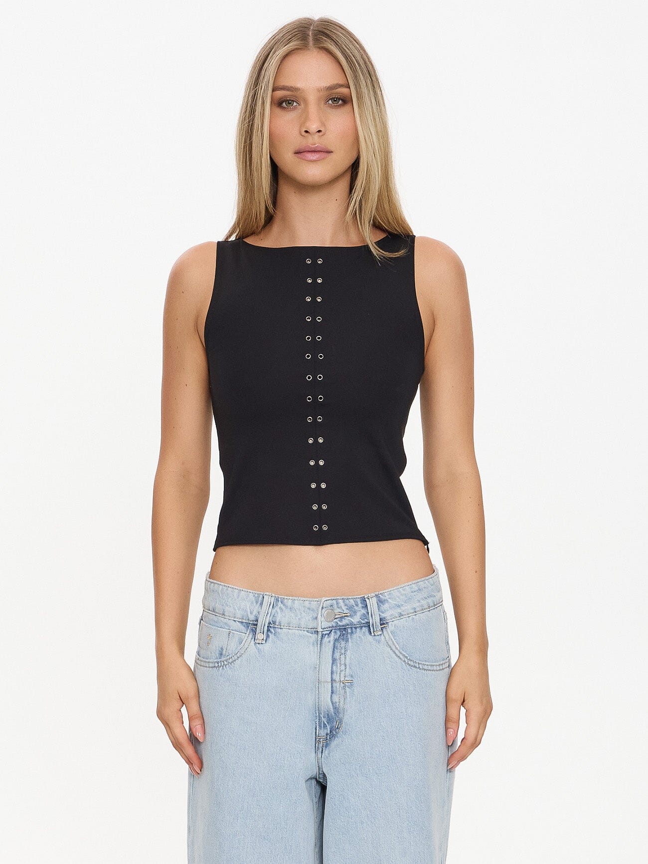 Mens Rhyde Eyelet Singlet Black - Image 7