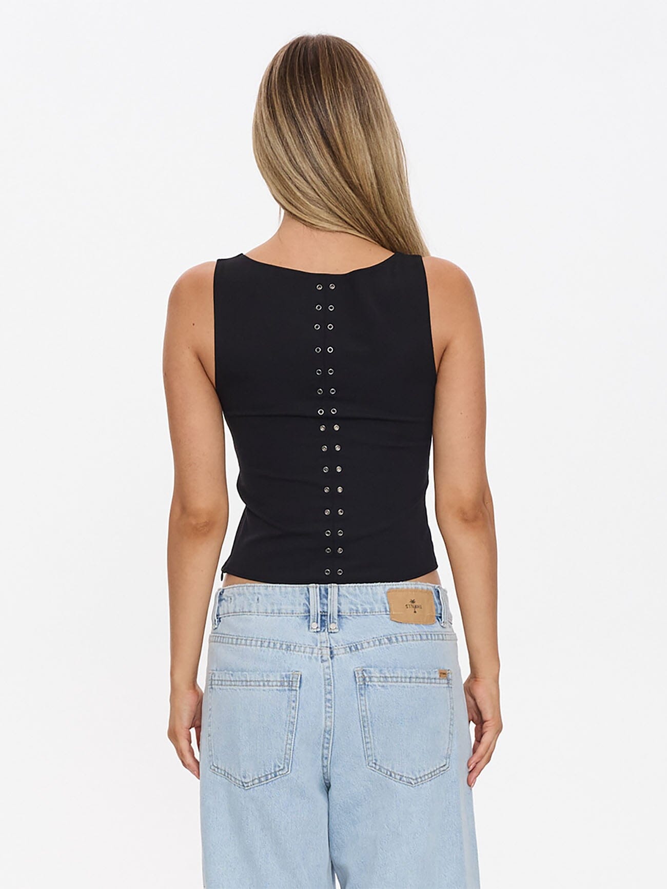 Mens Rhyde Eyelet Singlet Black - Image 4