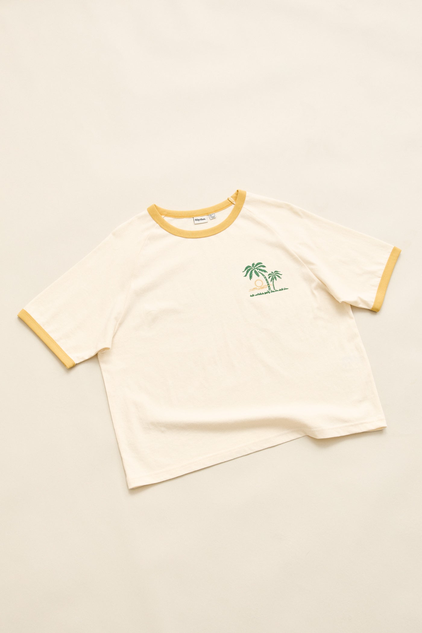 Sunset Palm Ringer Tee Cornsilk Cornsilk - Image 10