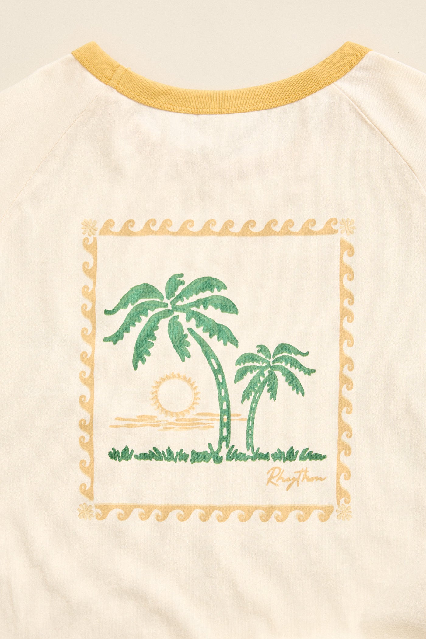 Sunset Palm Ringer Tee Cornsilk Cornsilk - Image 11
