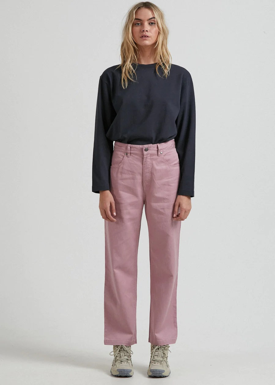 Afends Shelby - Hemp Twill High Waist Wide Leg Pant Blush