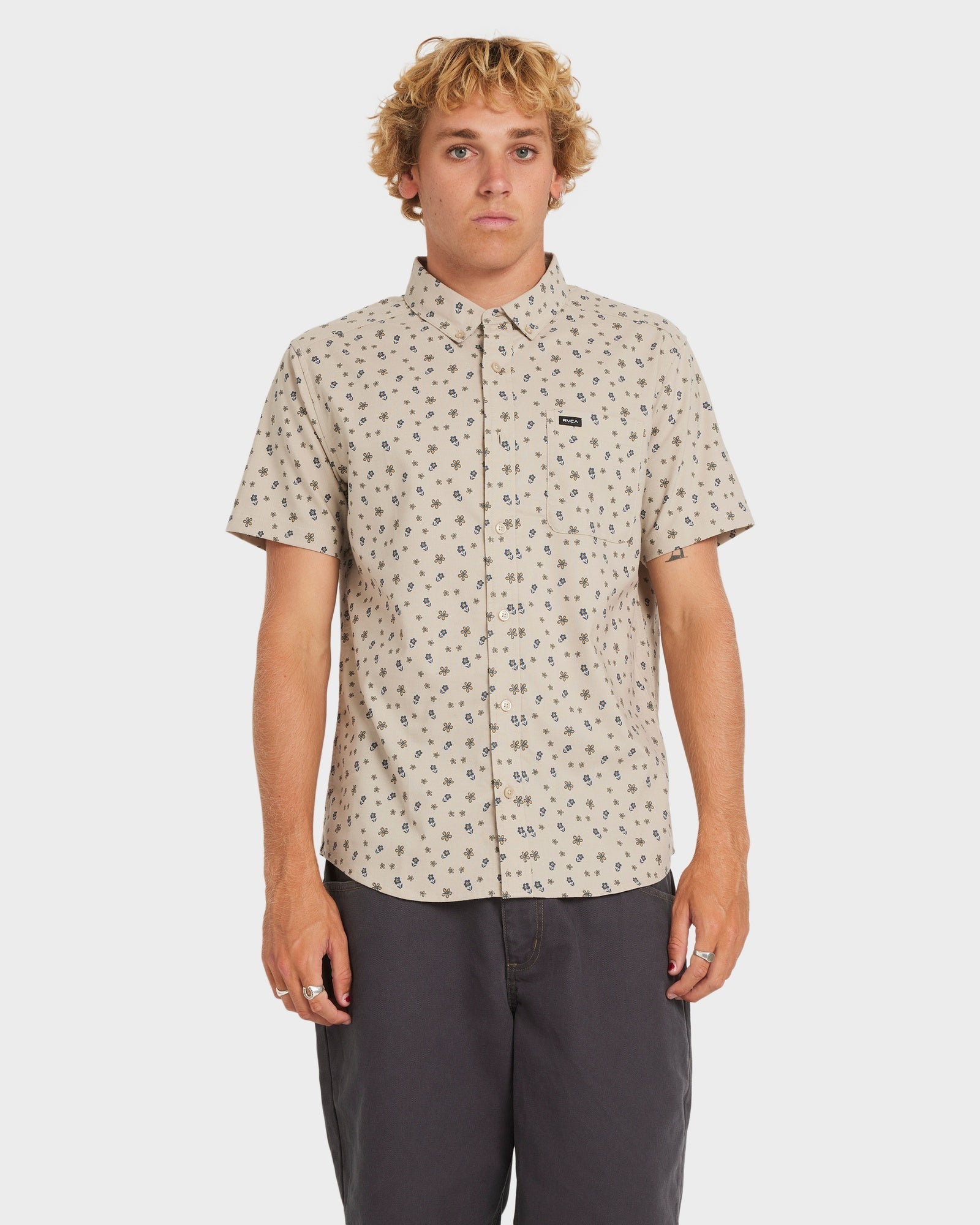 Mens That'll Do Dress Shirt Light Khaki - Image 1