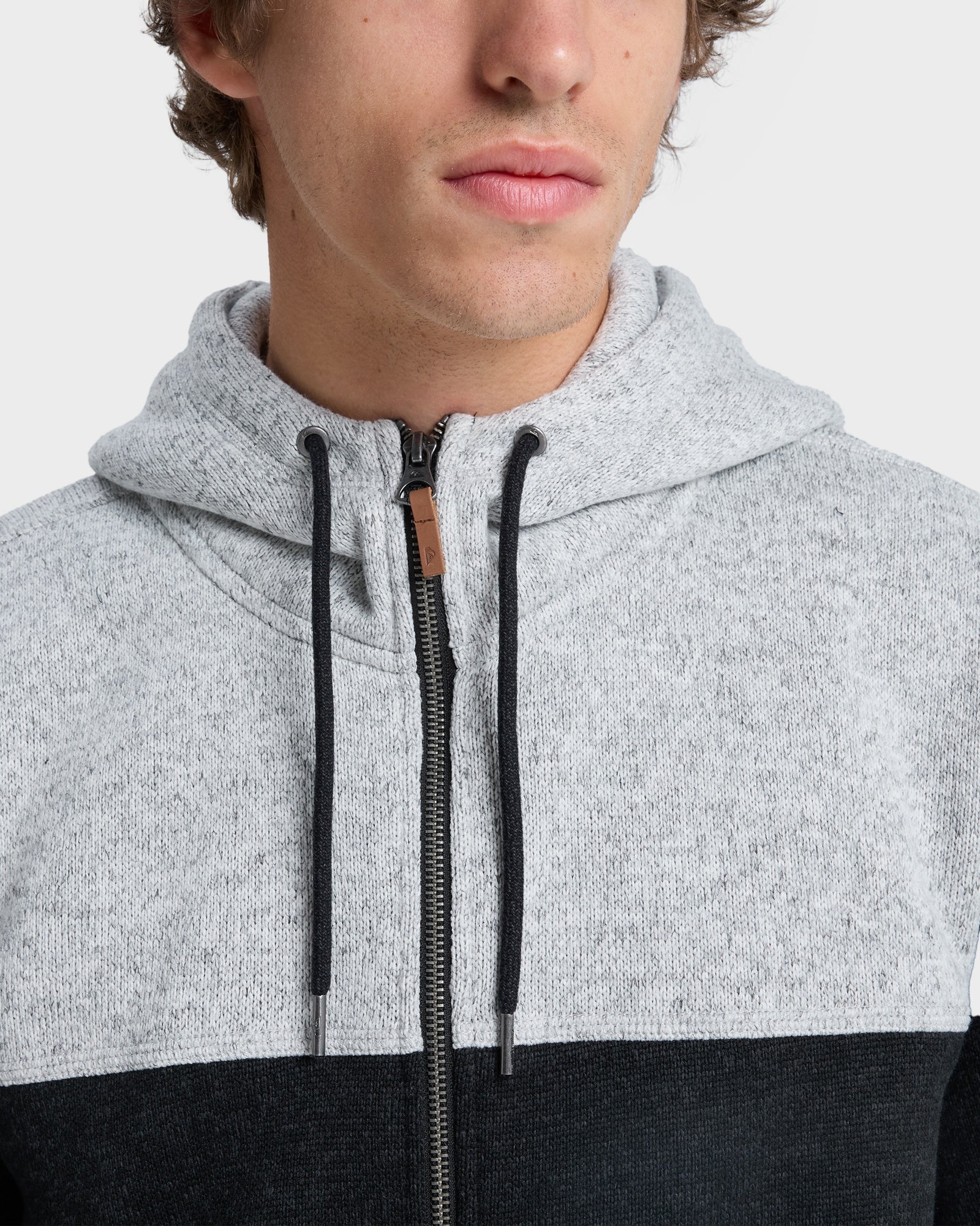 Mens Keller Block Zip Hooded Jumper Black Heather - Image 3