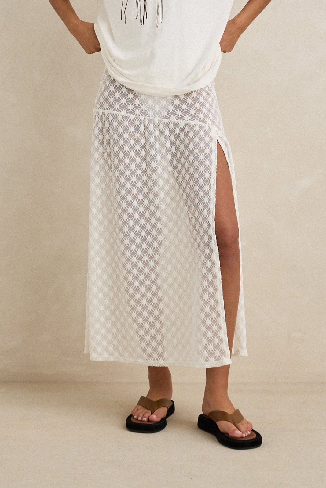 Gigi Lace Maxi Skirt White - Image 1