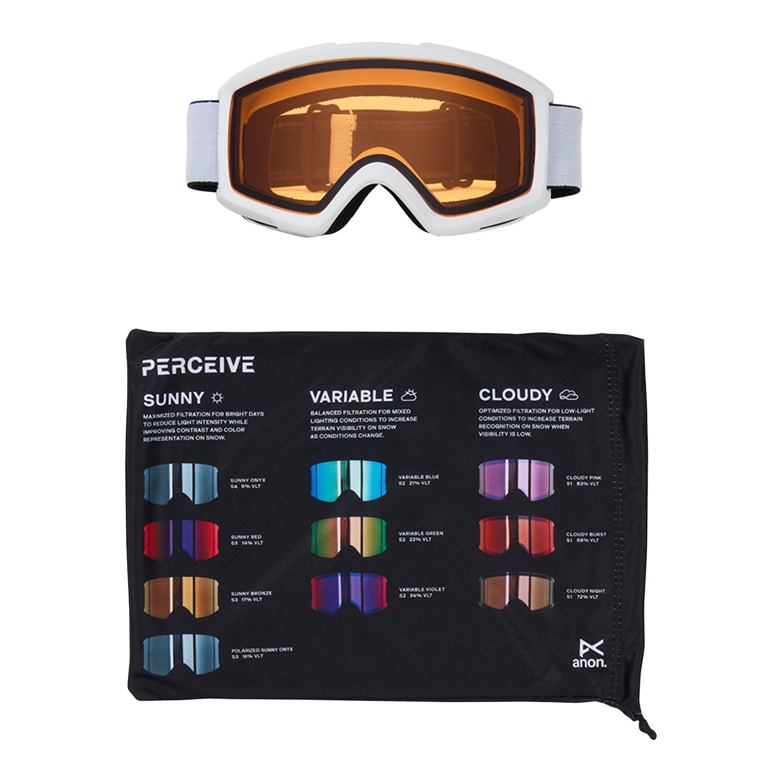 Helix 2.0 Low Bridge Fit Goggles (Non-Mirror) White - Amber Lens (55% / S1) - Image 5