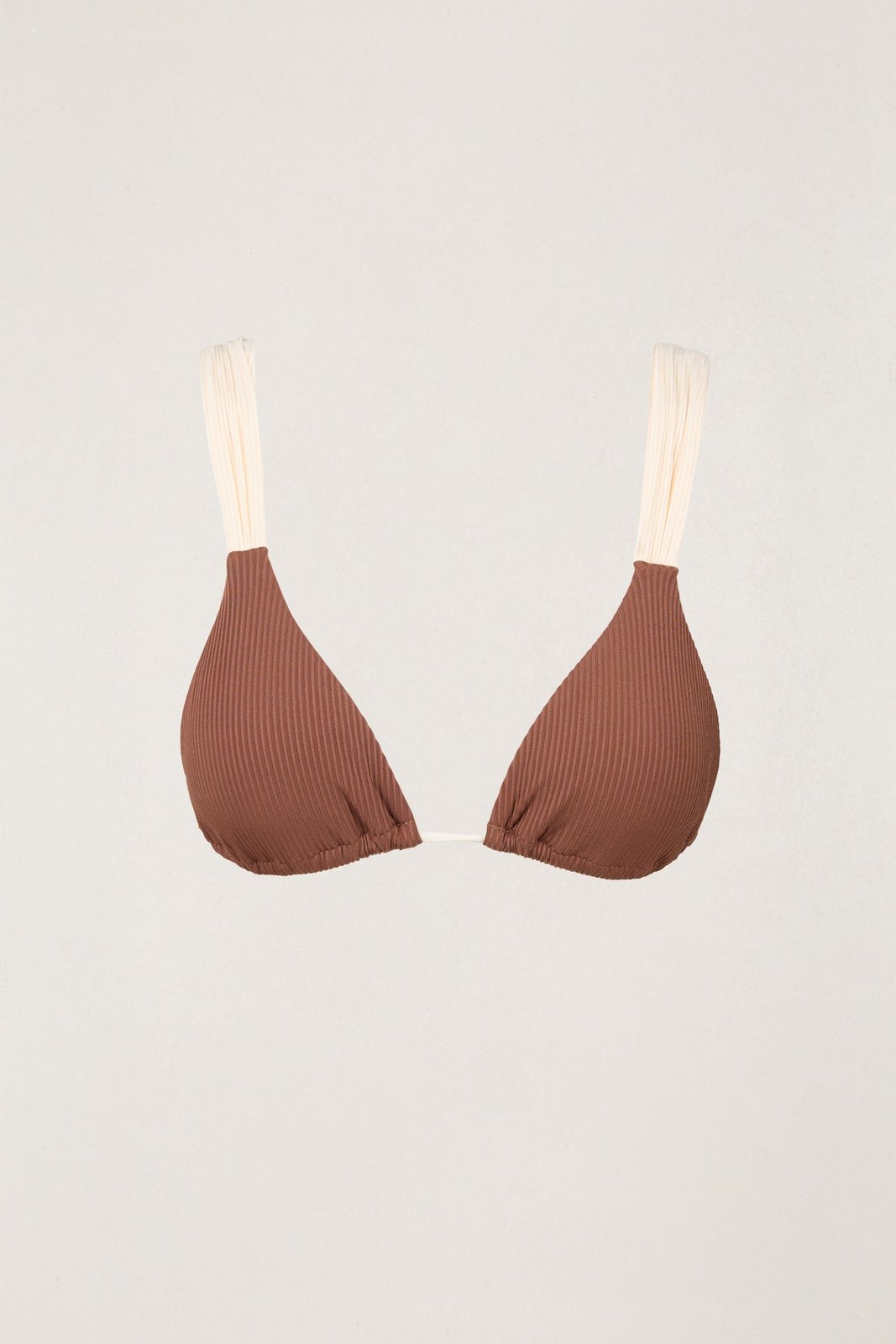 Lily Rib Soft Strap Slide Tri Top Chocolate - Image 1