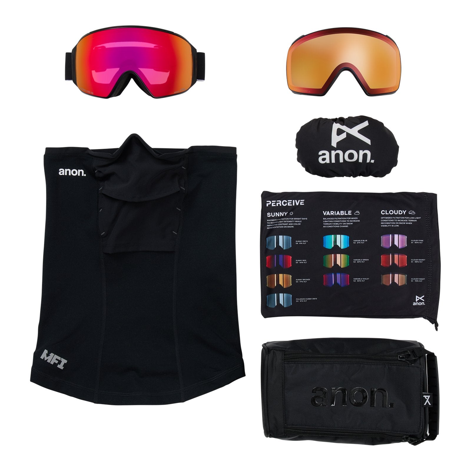 M4 Goggles (Toric) + Bonus Perceive Lens + Mfi Face Mask Black - Perceive Sunny Red Lens (14% / S3) w/ Perceive Cloudy Burst Lens (59% / S1) - Image 6
