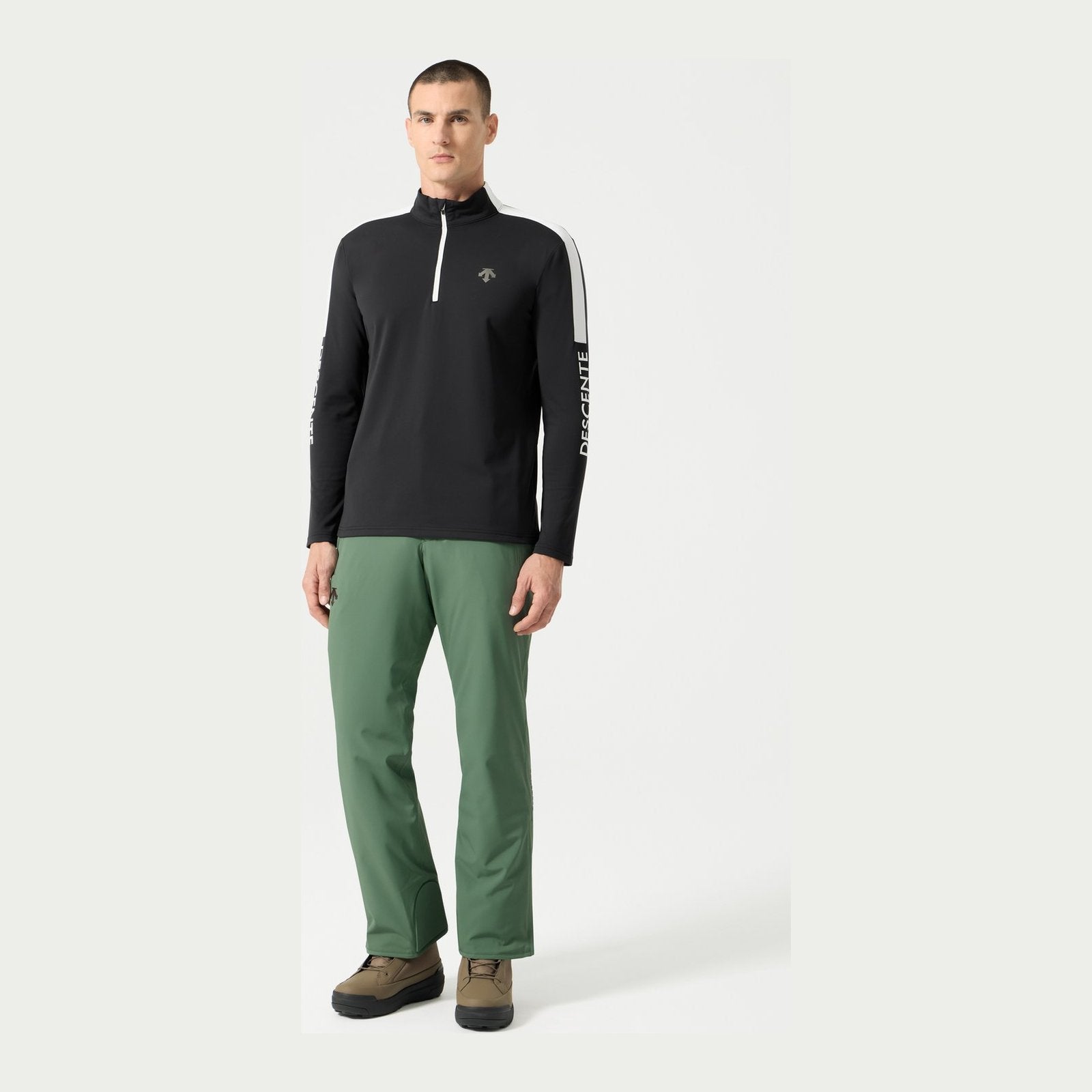 Mens Colour Block T-Neck Skivvy Black / White - Image 3