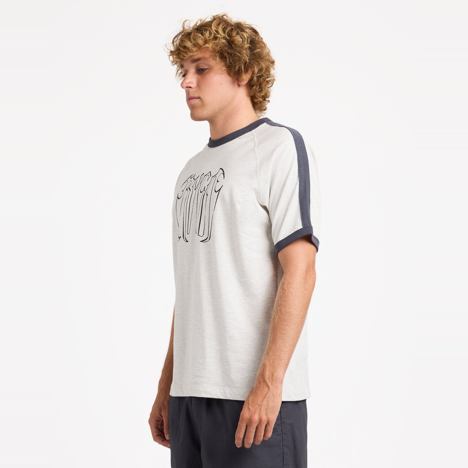 Mens Melt Down Ringer T-Shirt Ash Heather - Image 3