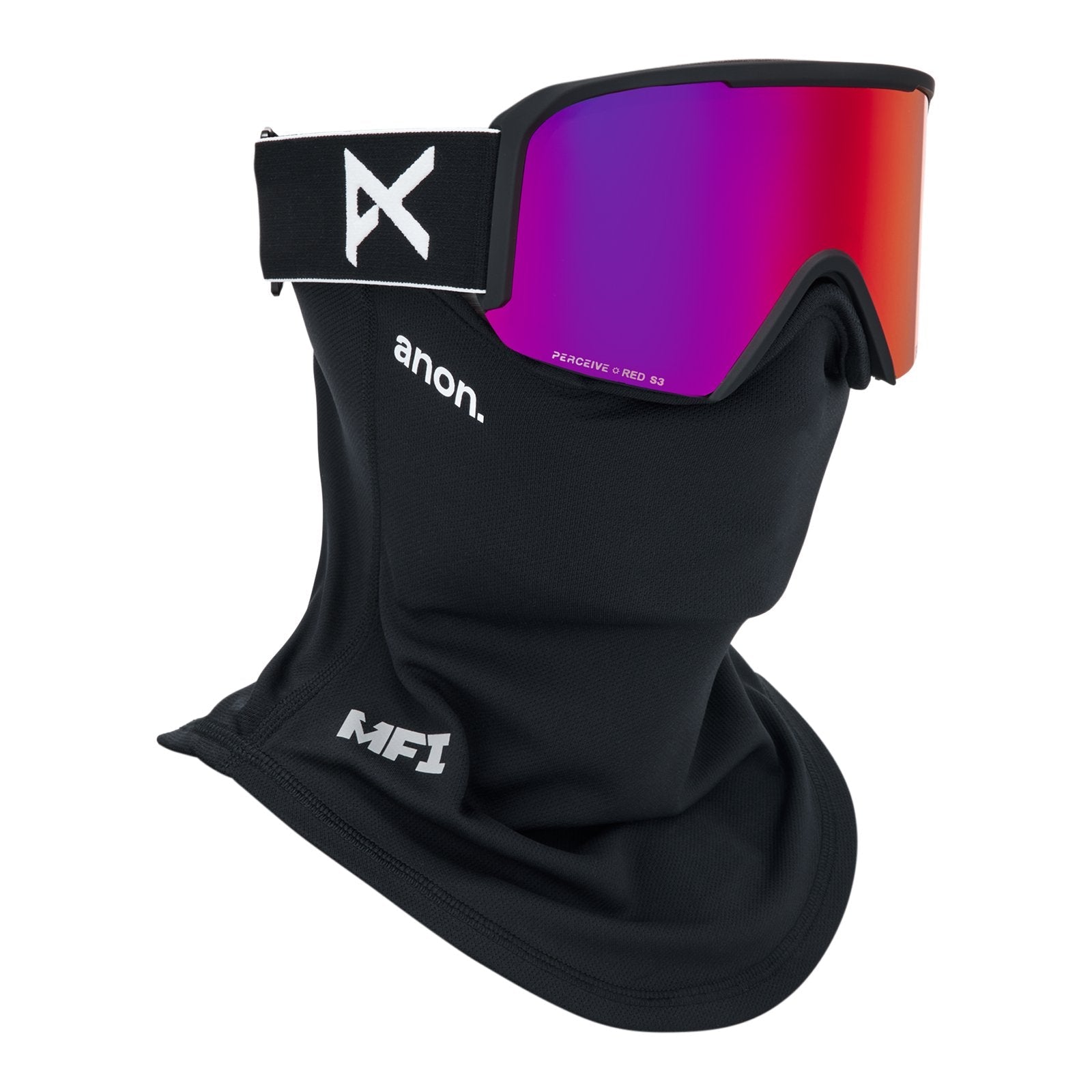 Nesa Low Bridge Fit Goggles + Bonus Lens + Mfi Face Mask Black - Perceive Sunny Red Lens (14% / S3) w/ Perceive Cloudy Burst Lens (59% / S1) - Image 5