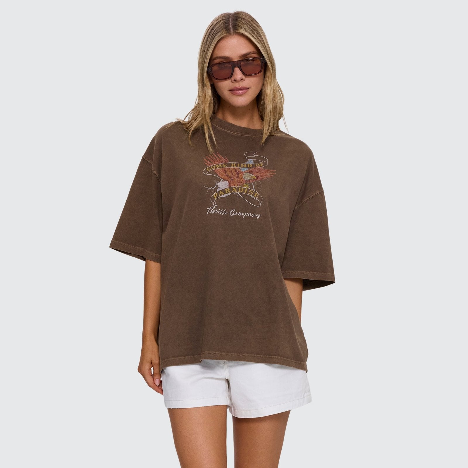 Banner Of Strength Oversized Tee Cocoa - Image 1