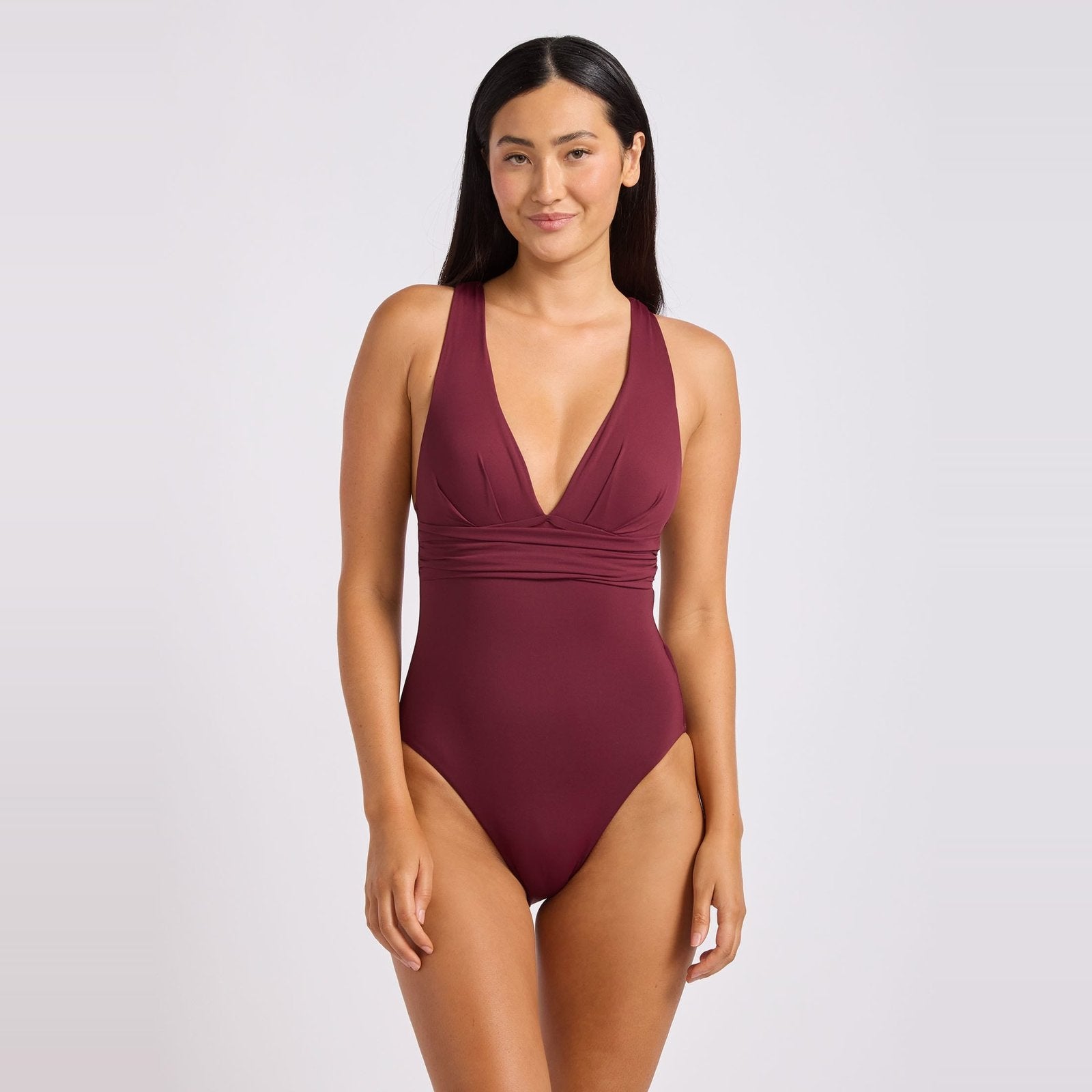 Seafolly Collective Cross Back One Piece Dark Burgundy - Image 1