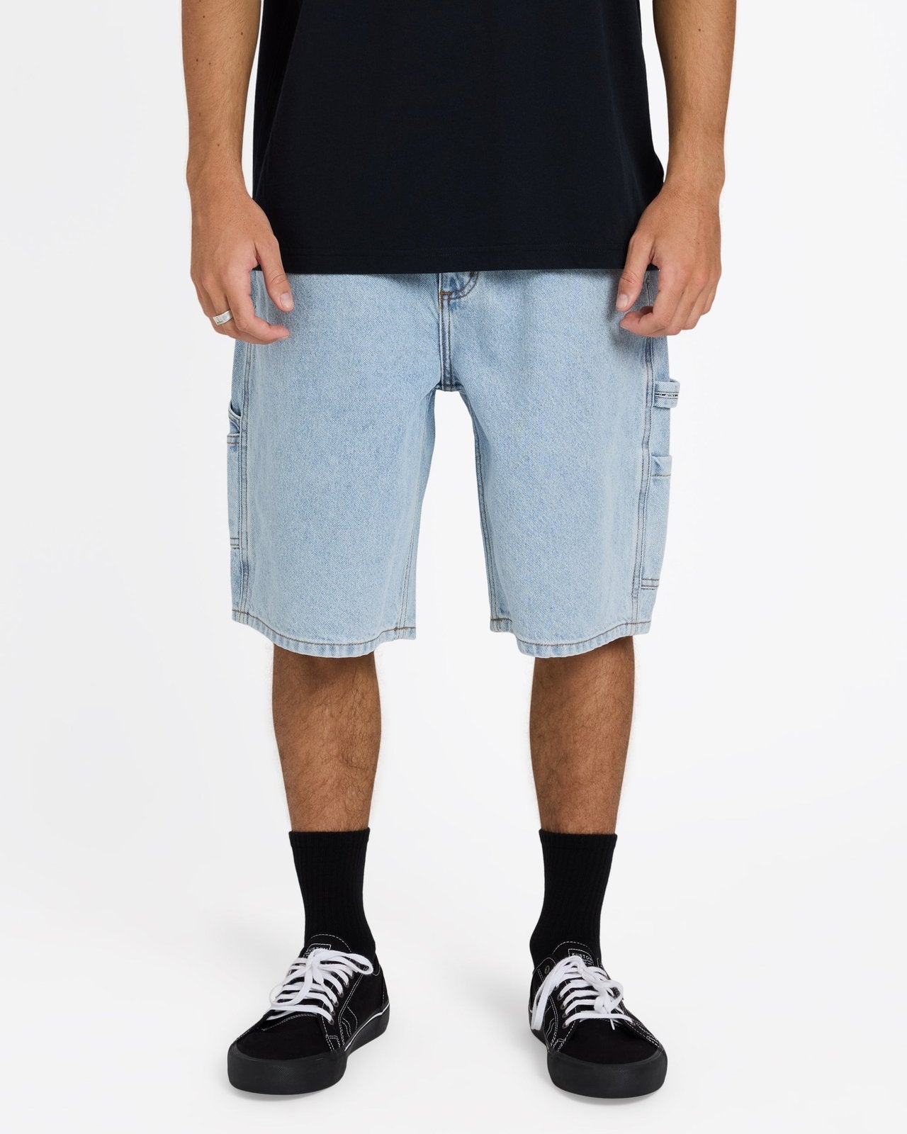 Mens Bad Dog Workwear Shorts Washed Indigo - Image 1