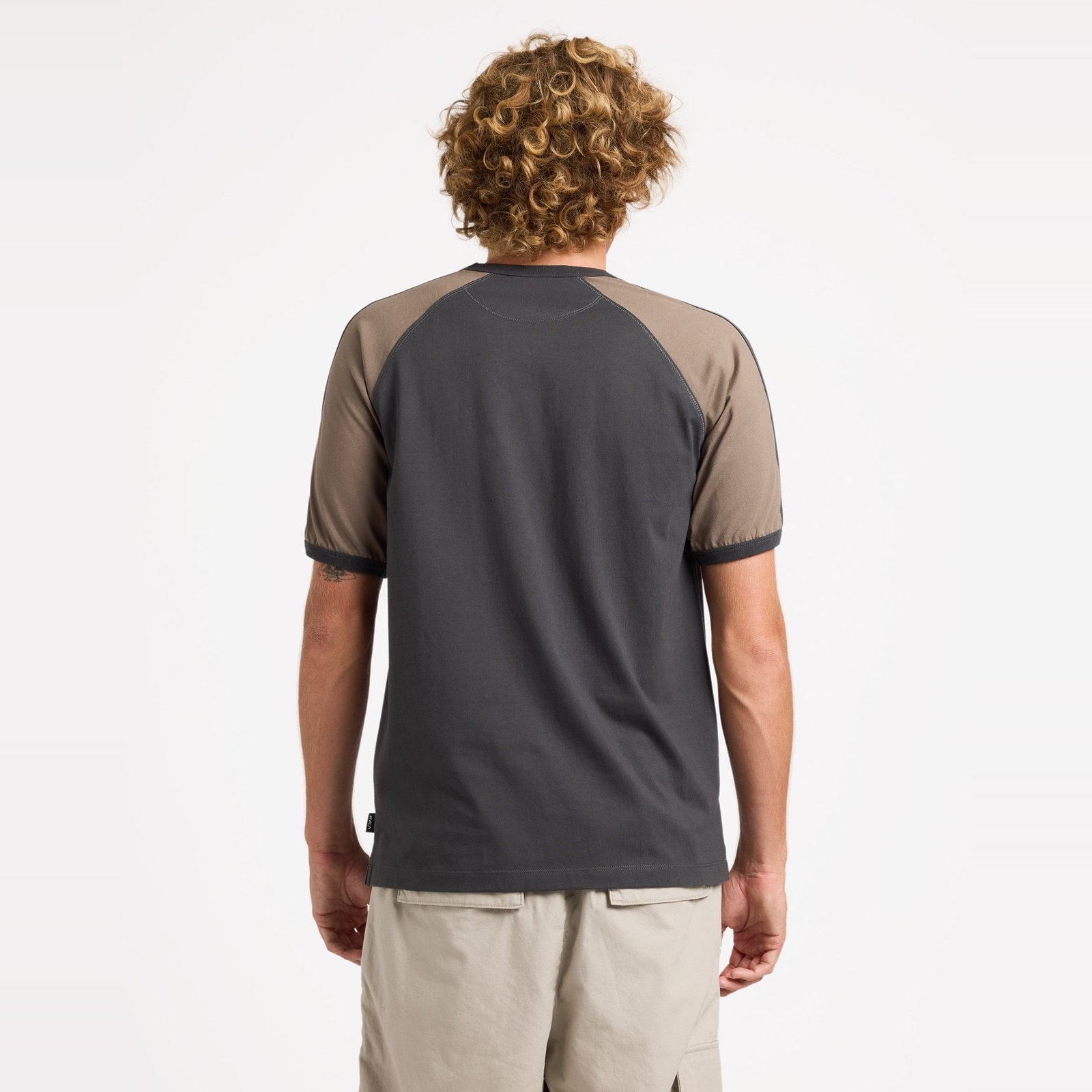 Mens Stitch Raglan T Shirt Pirate Black - Image 2