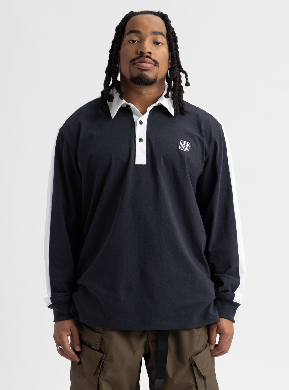 Mens Rugby Shirt True Black / Stout White - Image 2