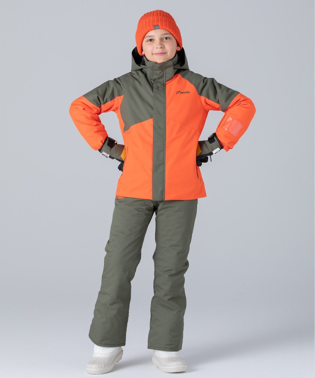 Asymmetrical Bicolour Ski Suit Orange - Image 2