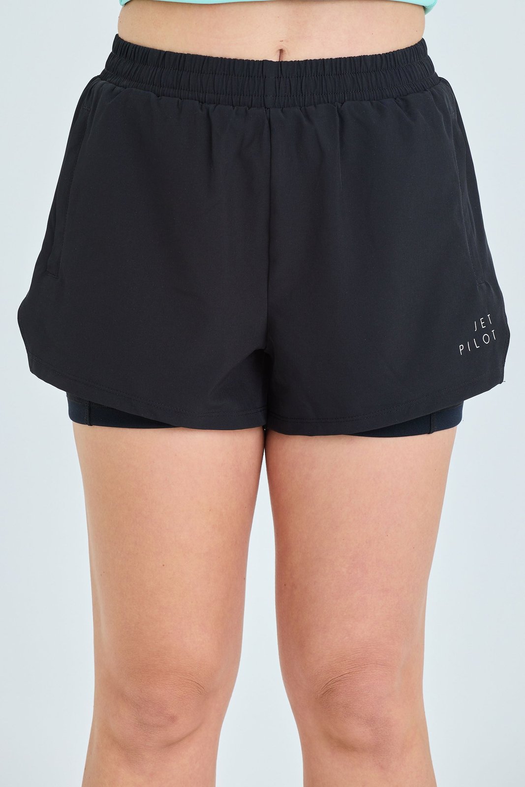 Womens Corp Ladies Elastic Waist Rideshort Black - Image 2