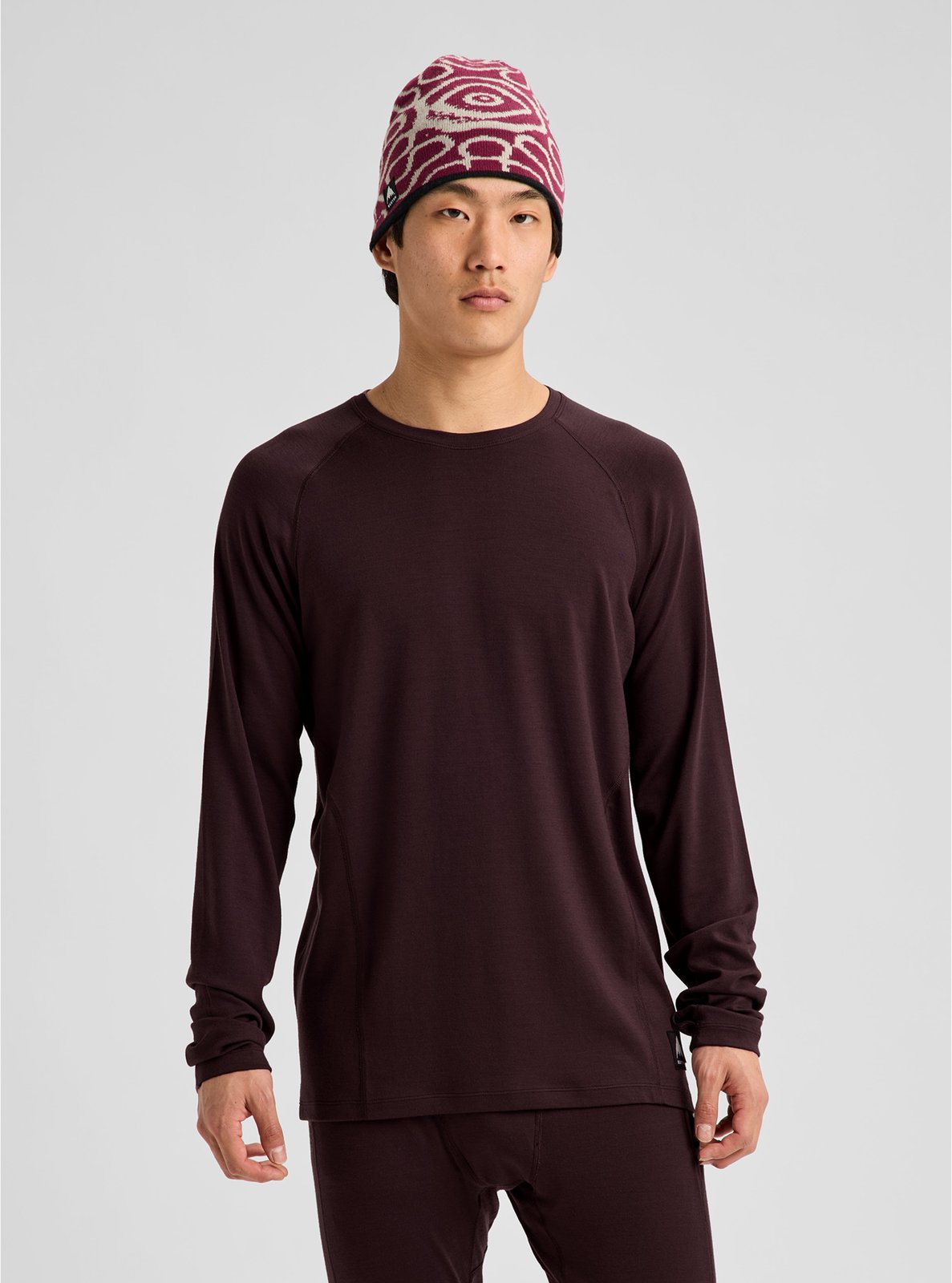 Mens Merino Blend Midweight Base Layer Crew Bear Hug Brown - Image 2