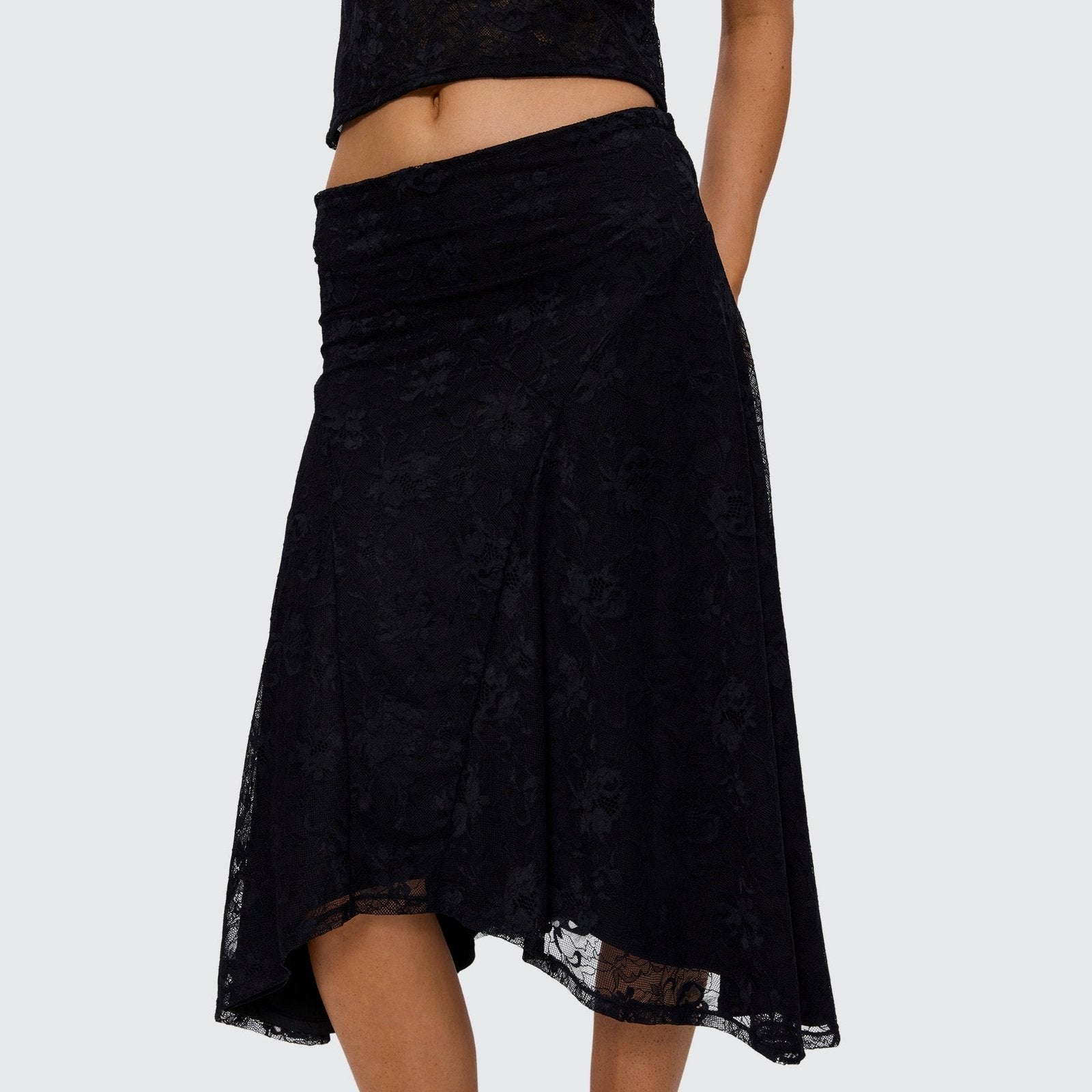 Womens Sienna Lace Midi Skirt Black - Image 3