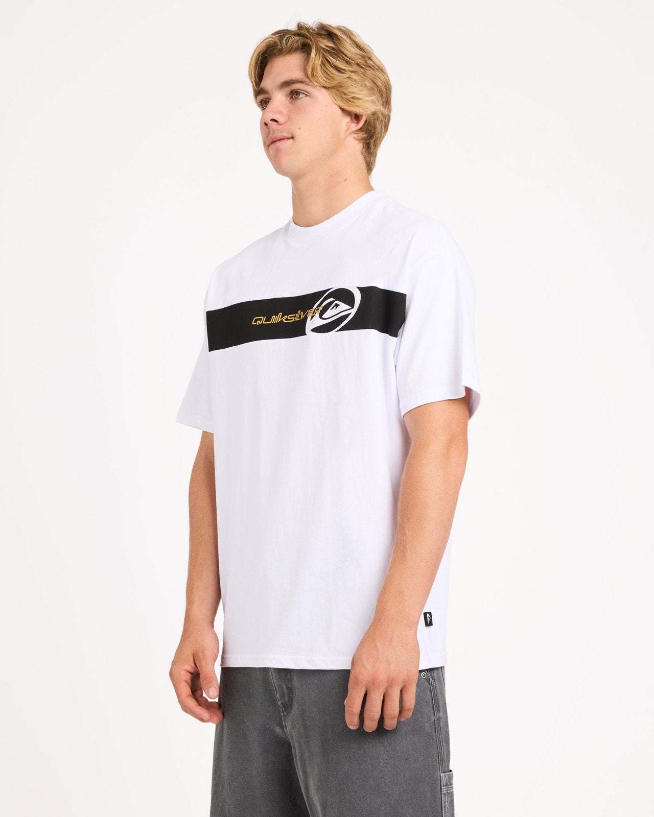 Mens Tilt Panel T-Shirt White - Image 3