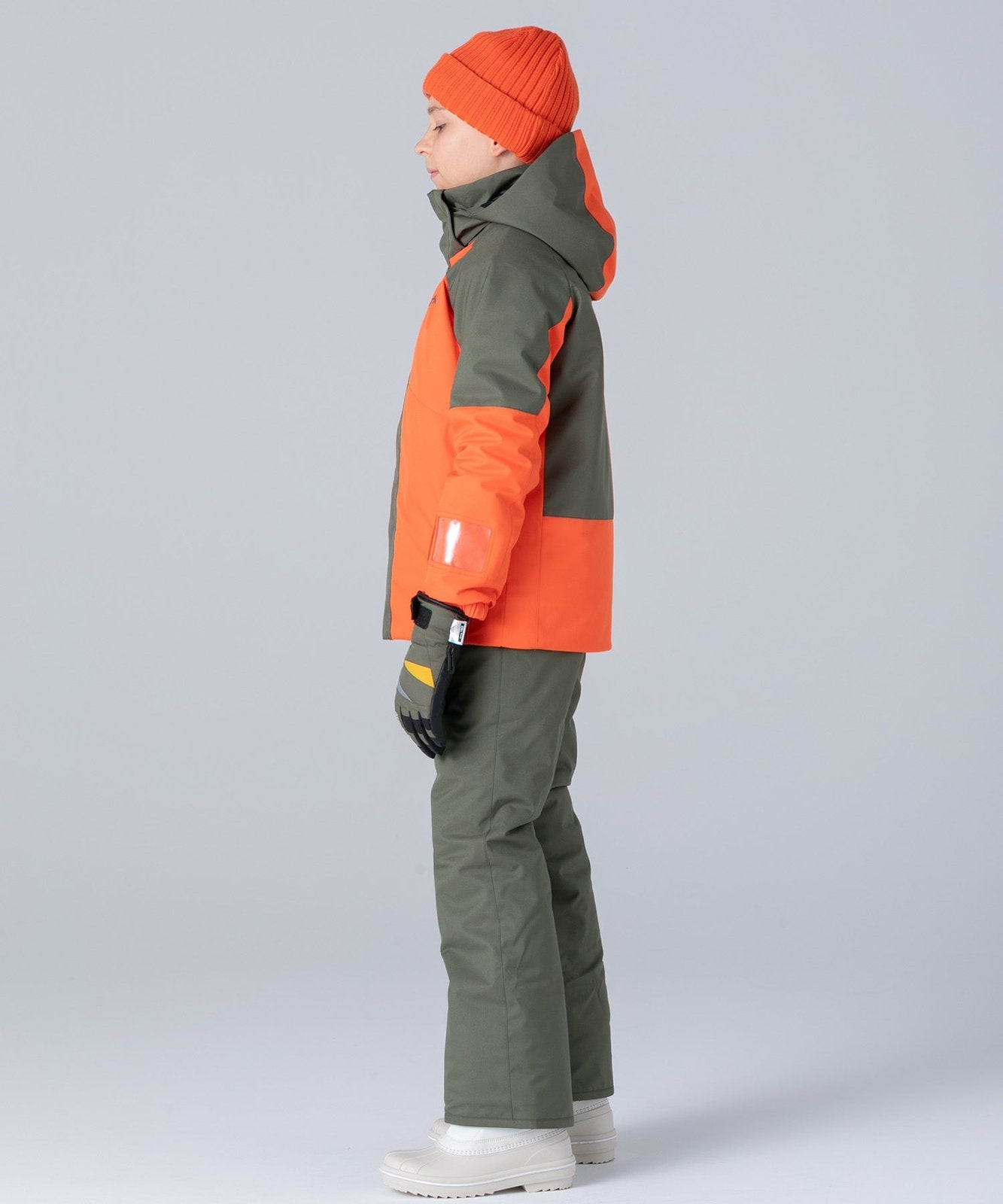 Asymmetrical Bicolour Ski Suit Orange - Image 3