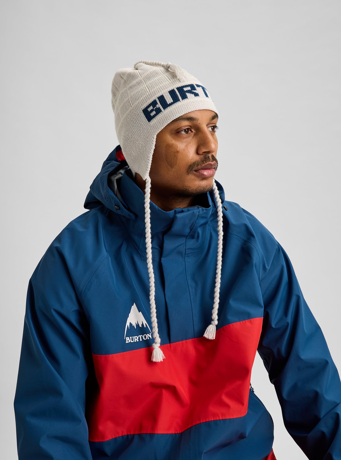 50Th 80'S Earflap Beanie Gray Heather / Stout White / Selvedge Blue - Image 3