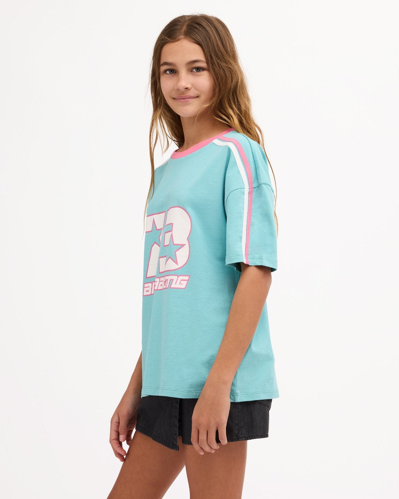 Girls Billa Star Oversized T-Shirt Misty Blue - Image 3