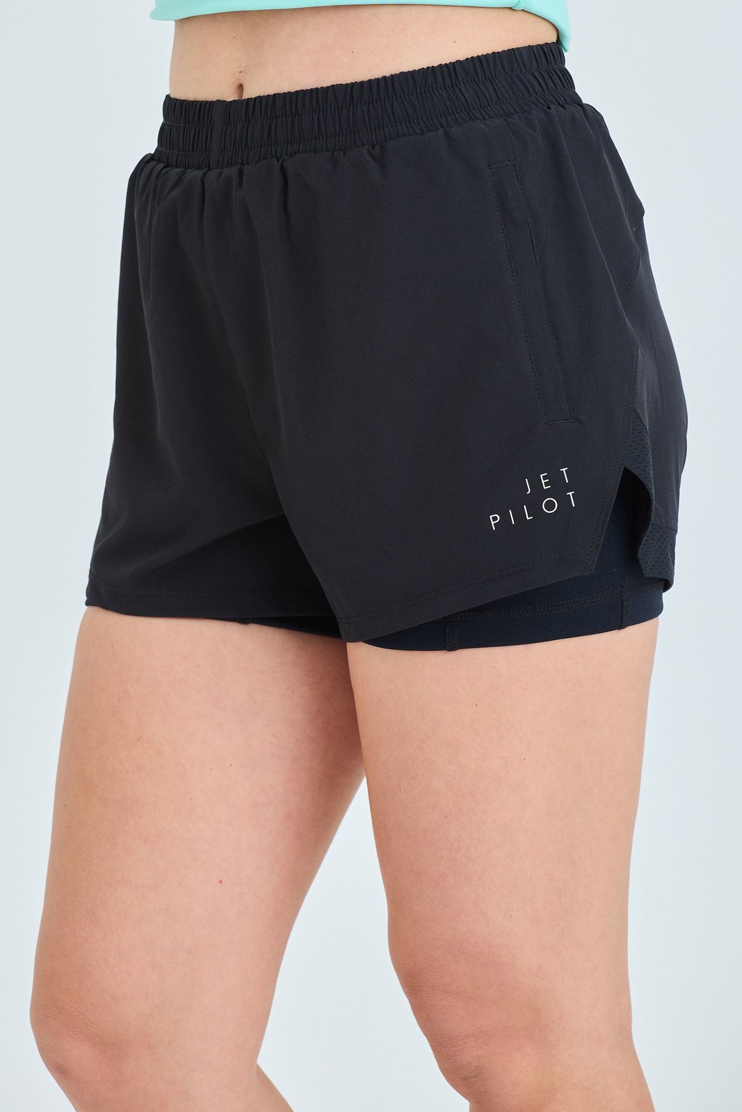 Womens Corp Ladies Elastic Waist Rideshort Black - Image 3